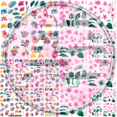 Tropical Exotic Floral 09 Full Sheet 12x12 - Clear Sheet