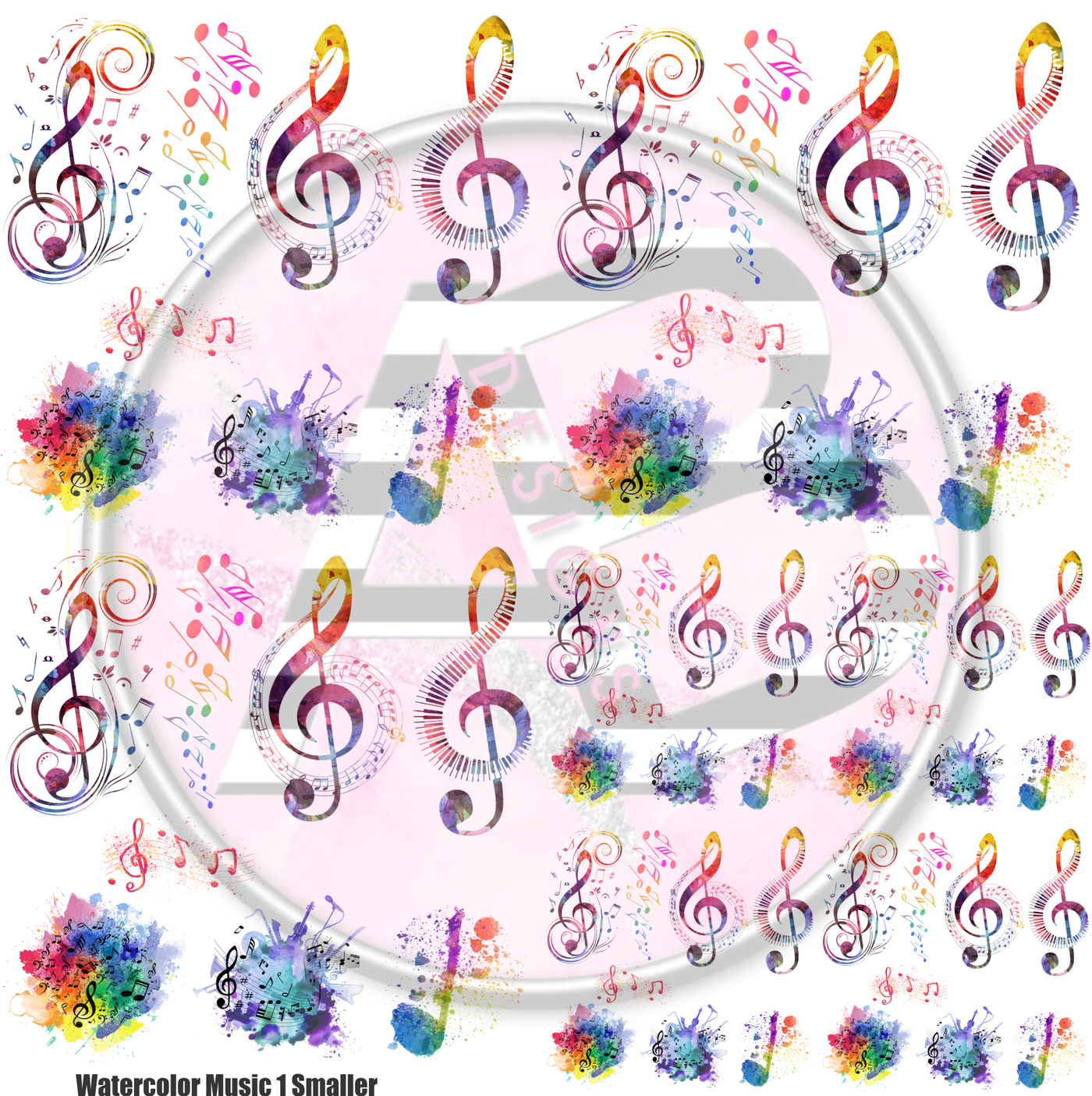 Watercolor Music 01 Smaller Full Sheet 12x12 Clear Cast
