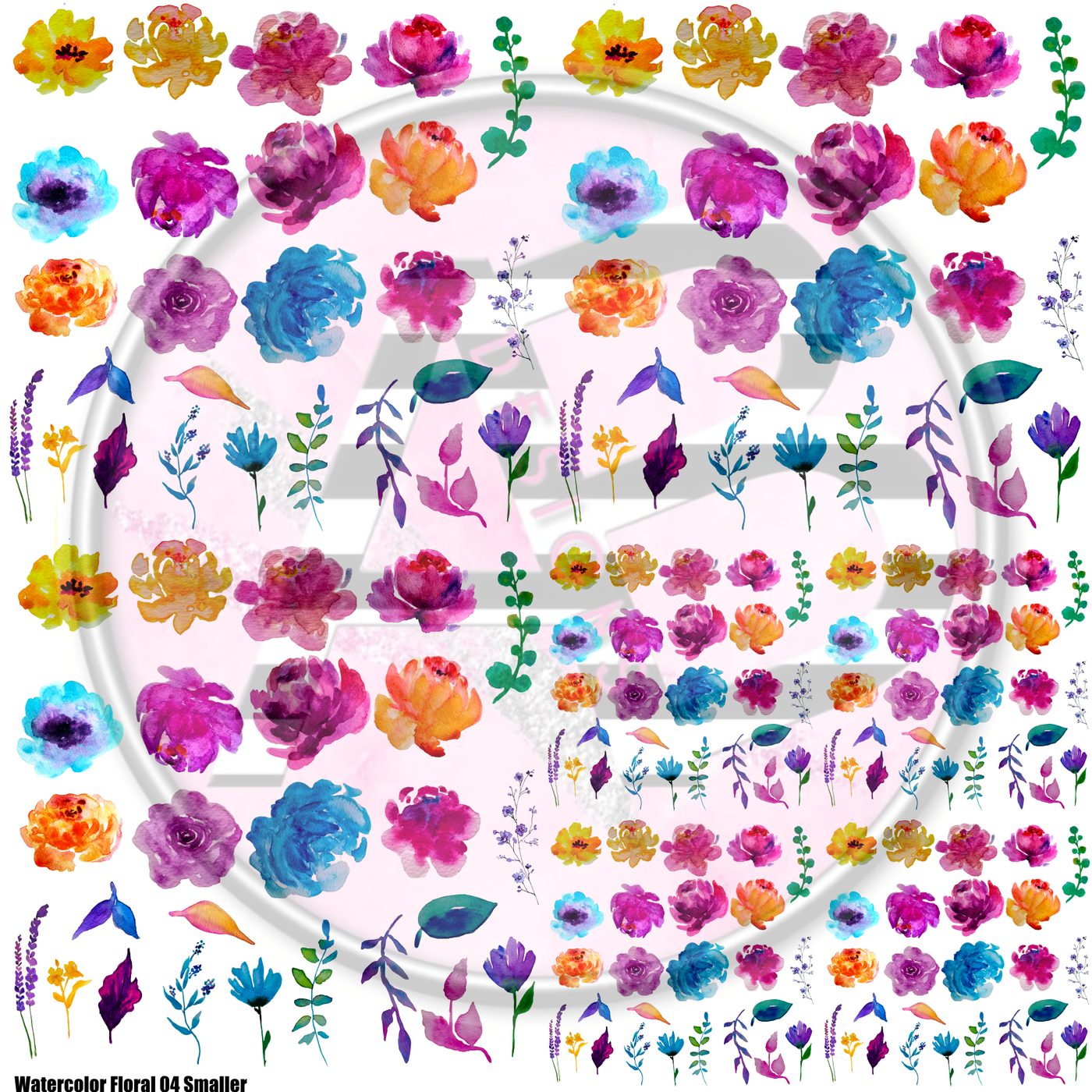 Watercolor Floral 04 Smaller Full Sheet 12x12 Clear Cast