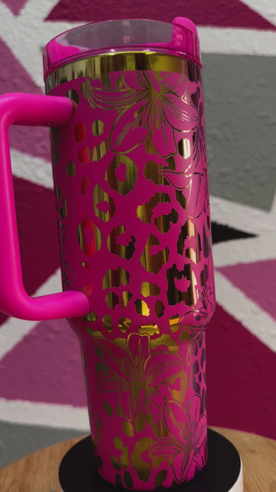 Cheetah Lilly 40oz - Custom Laser Engraved