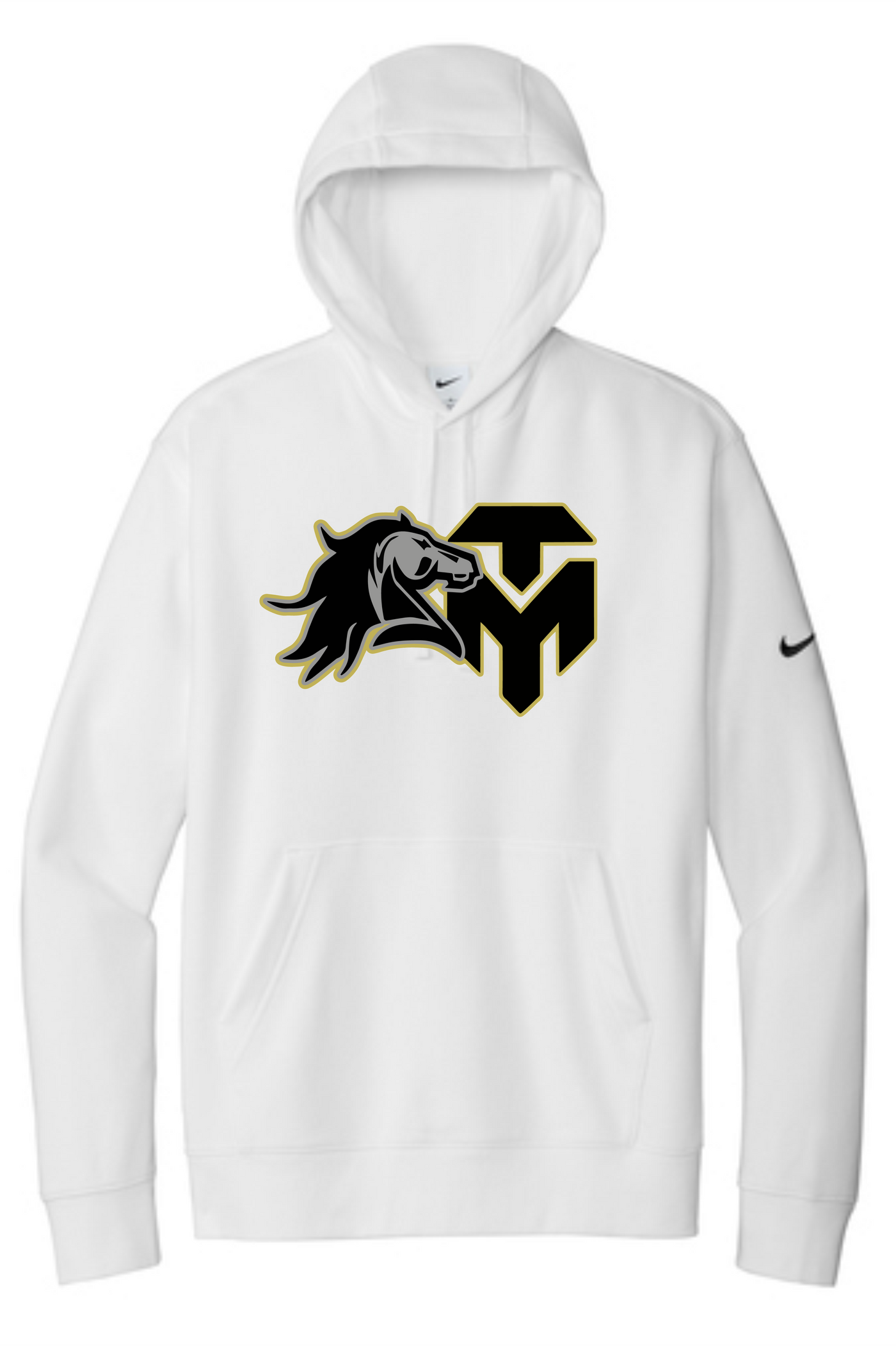 Trinity Mustangs - NKDR1499 Nike Club Fleece Sleeve Swoosh Pullover Hoodie (unisex)