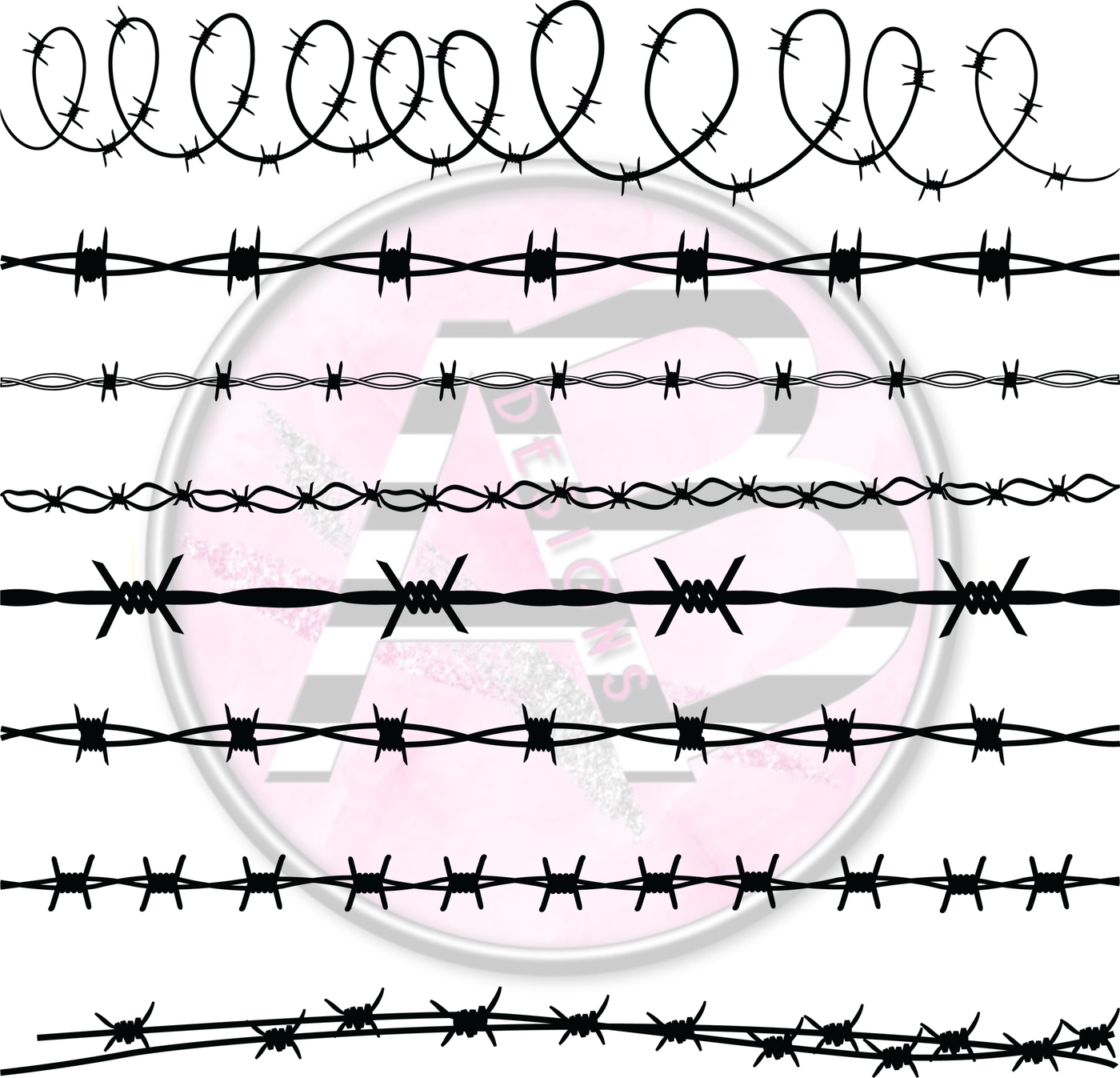 Barbed Wire Full Sheet 12 x 12 Clear Cast Decal