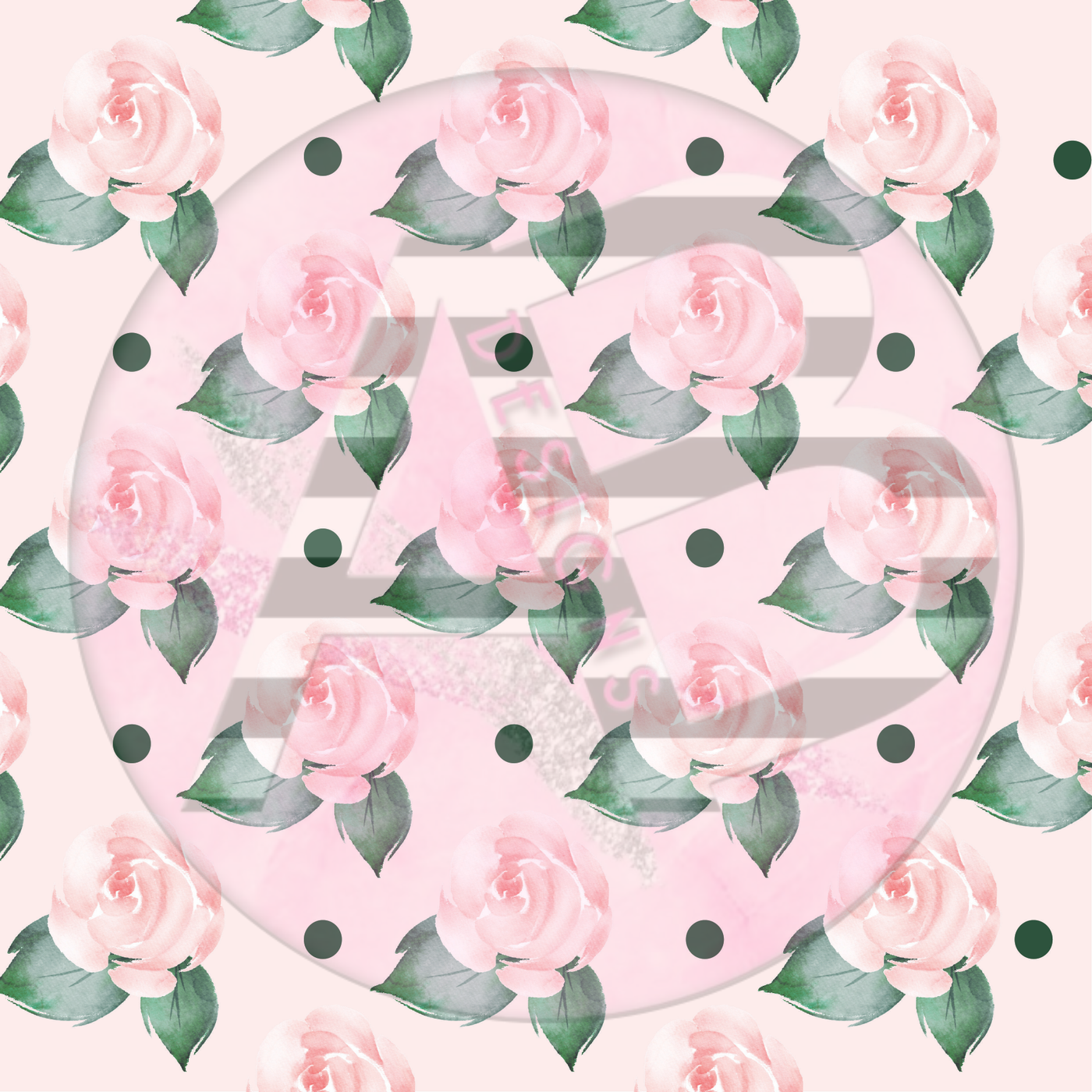 Adhesive Patterned Vinyl - Blush and Emerald Floral 01