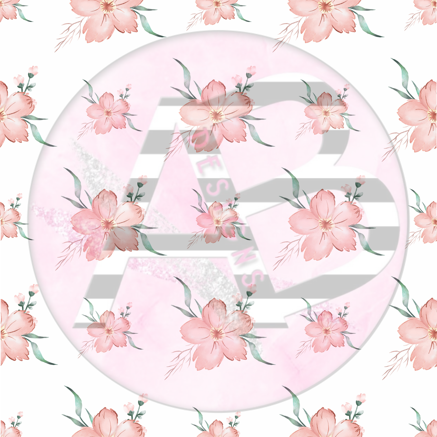 Adhesive Patterned Vinyl - Blush and Emerald Floral 04 Smaller