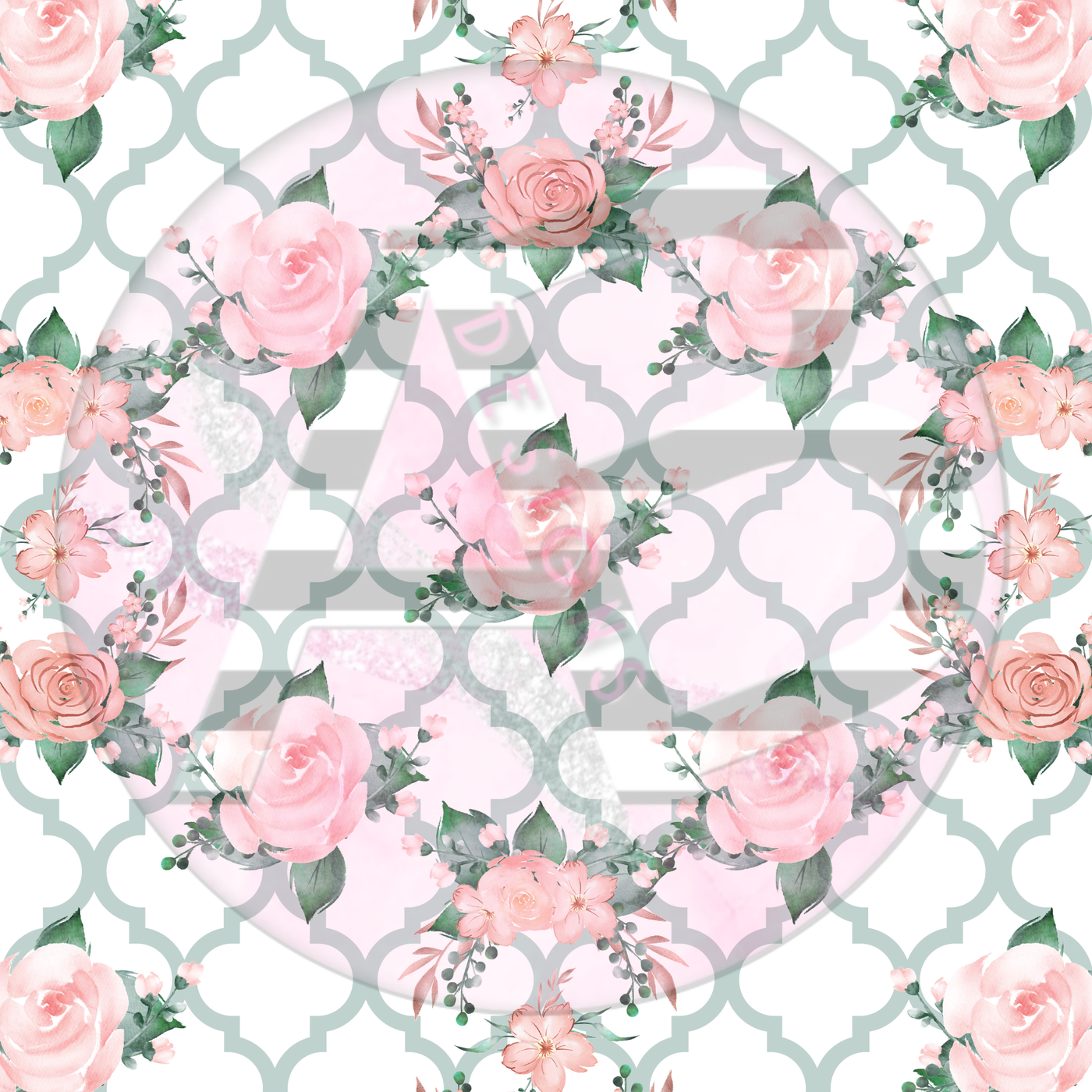 Adhesive Patterned Vinyl - Blush and Emerald Floral 14