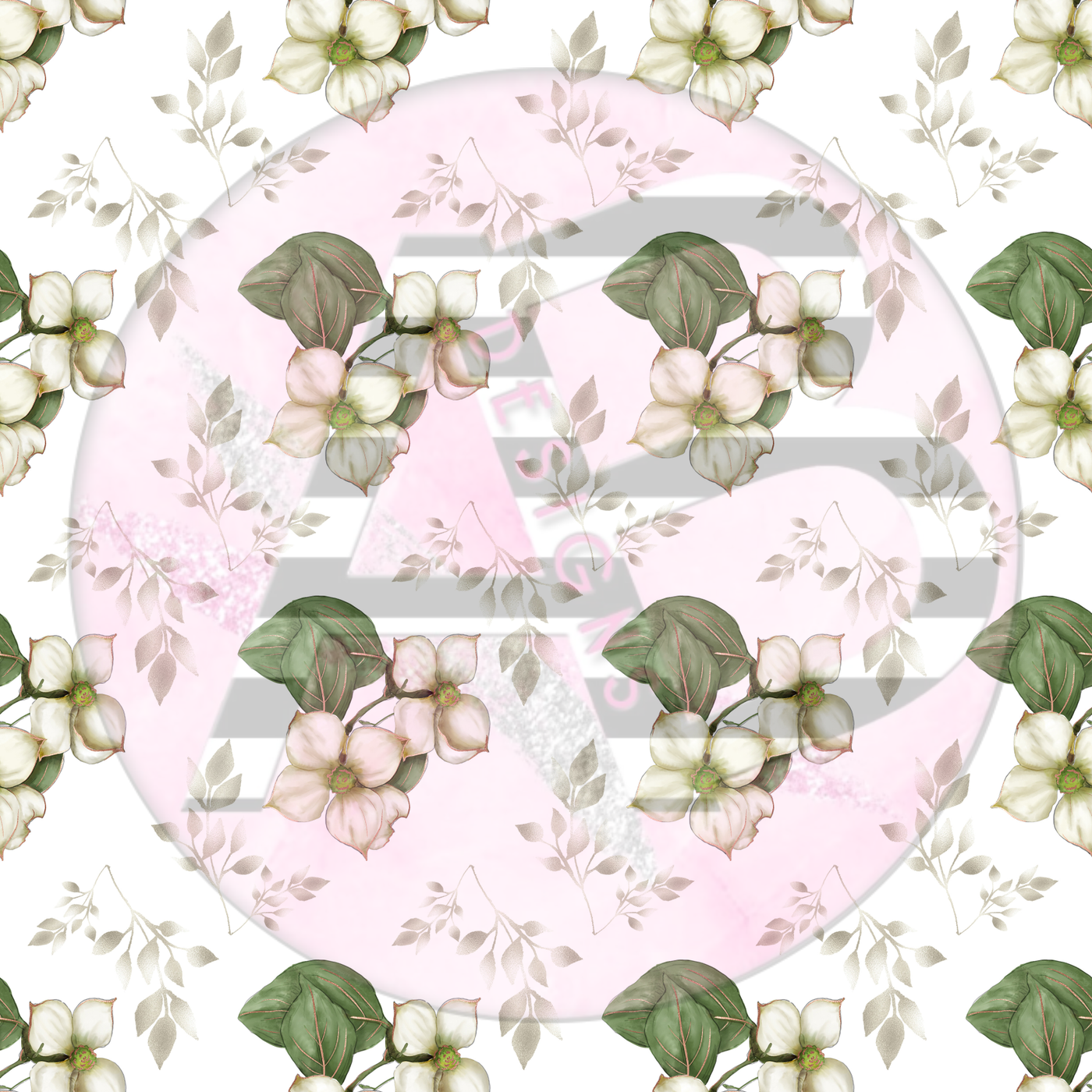 Adhesive Patterned Vinyl - Blush and Gold Floral 07