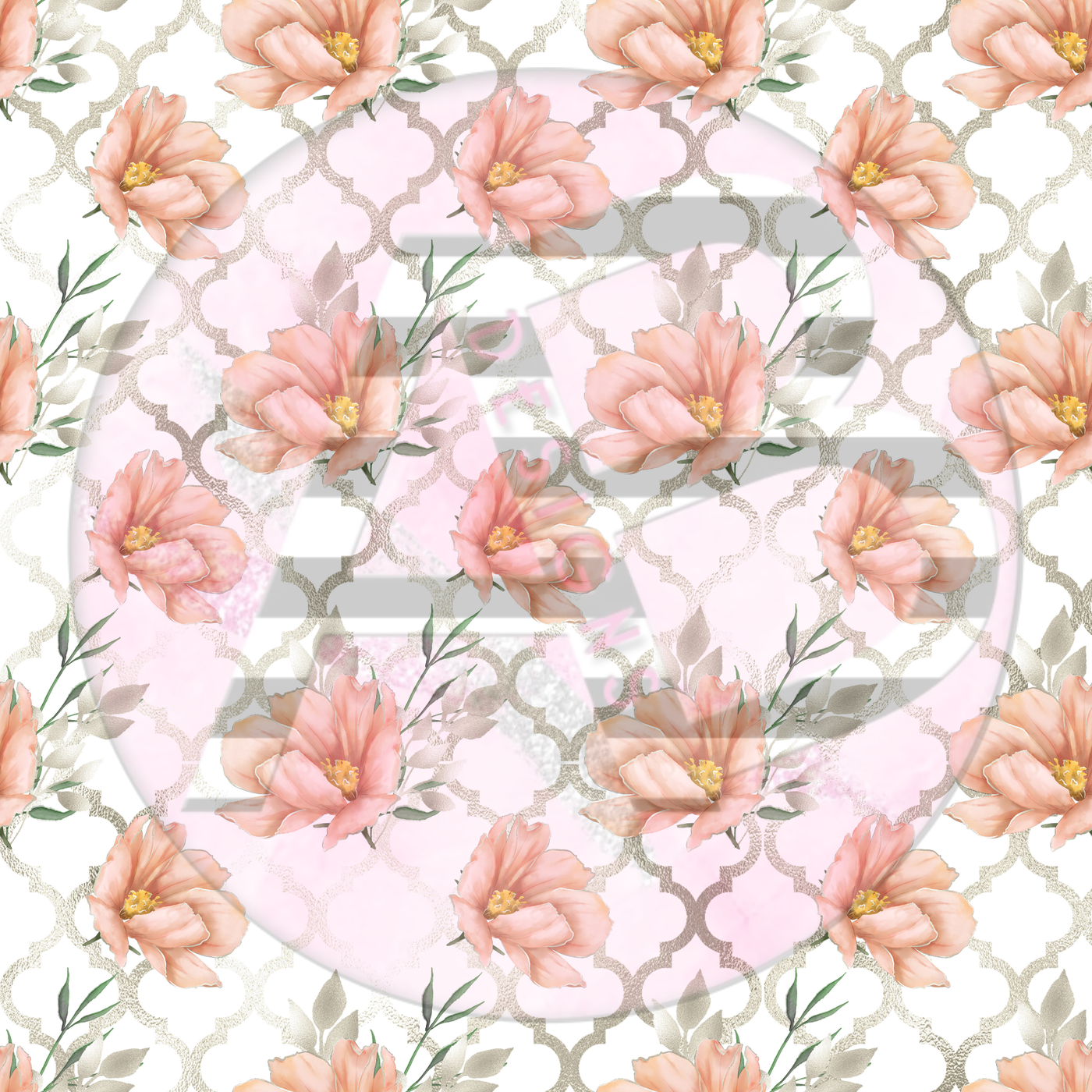 Adhesive Patterned Vinyl - Blush and Gold Floral 12