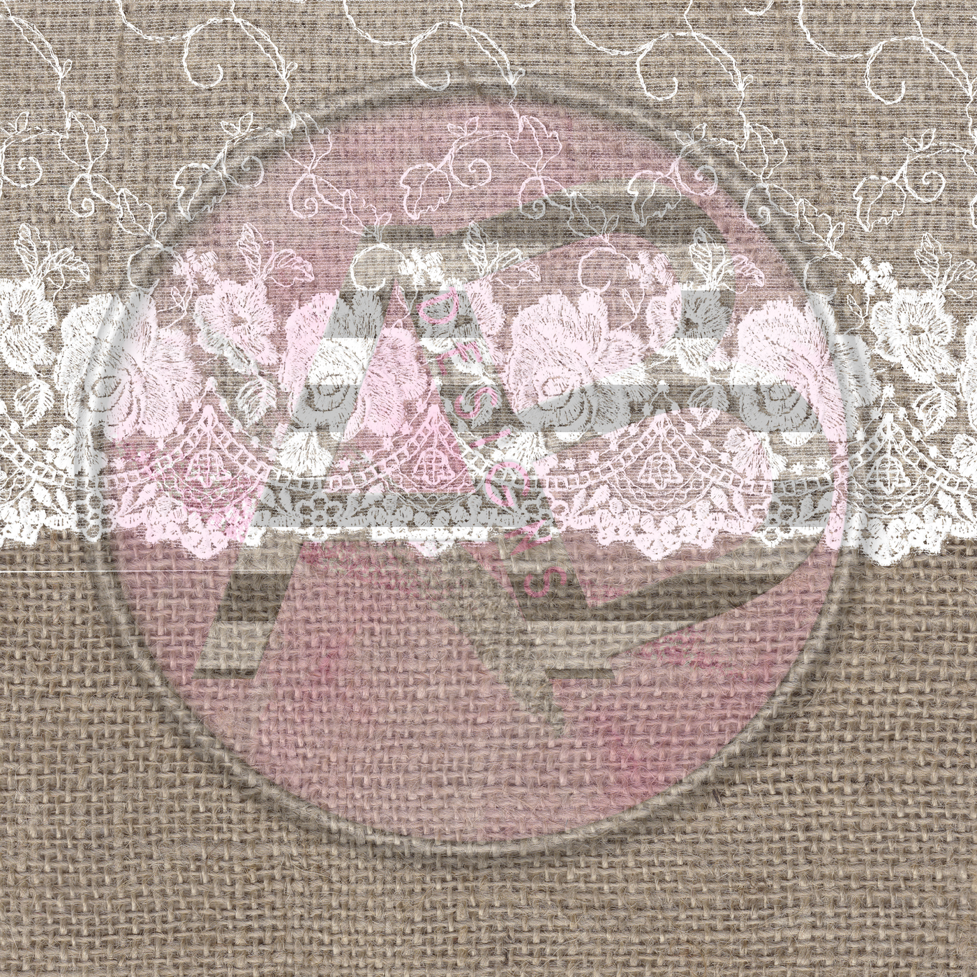 Adhesive Patterned Vinyl - Burlap Lace 03