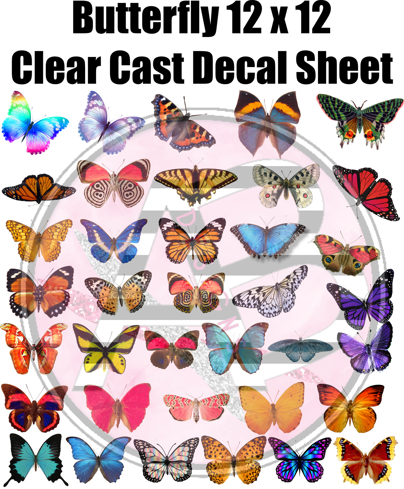 Butterfly 01 Full Sheet 12x12 Clear Cast Full Sheet