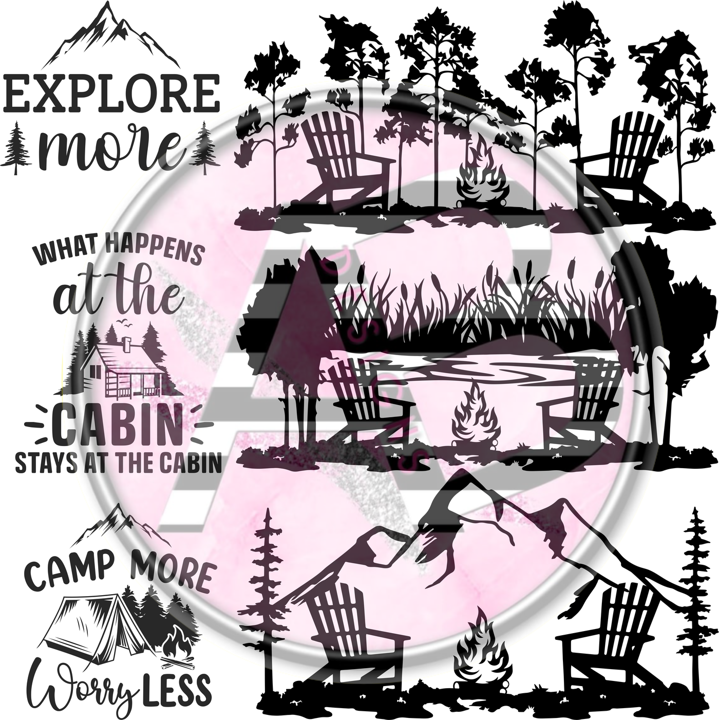 Camping Scene 1 Full Sheet 12 x 12 Clear Cast Decal