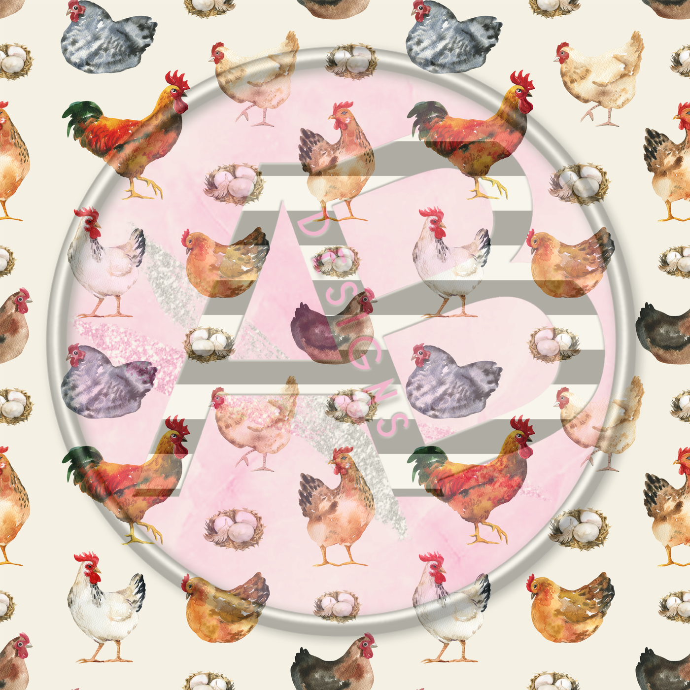 Adhesive Patterned Vinyl - Chickens 1