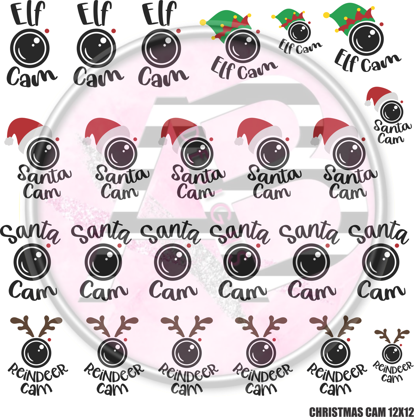 Christmas Cam 12 x 12 Clear Cast Full Sheet