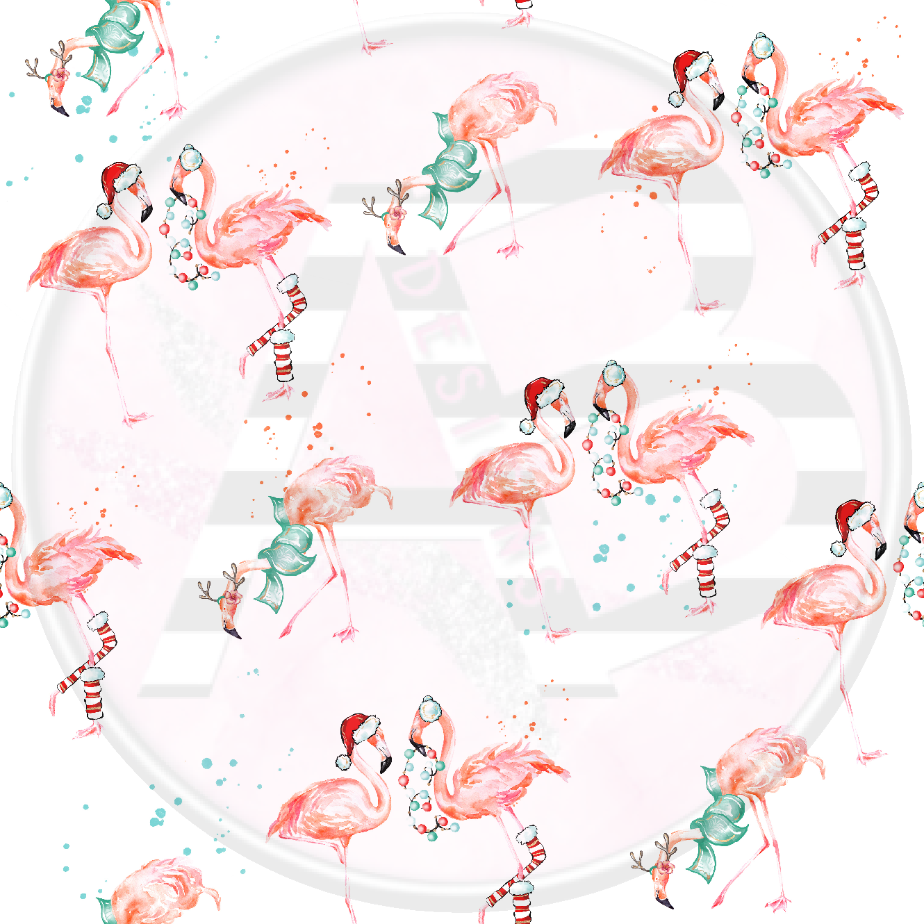 Adhesive Patterned Vinyl - Christmas Flamingo 1