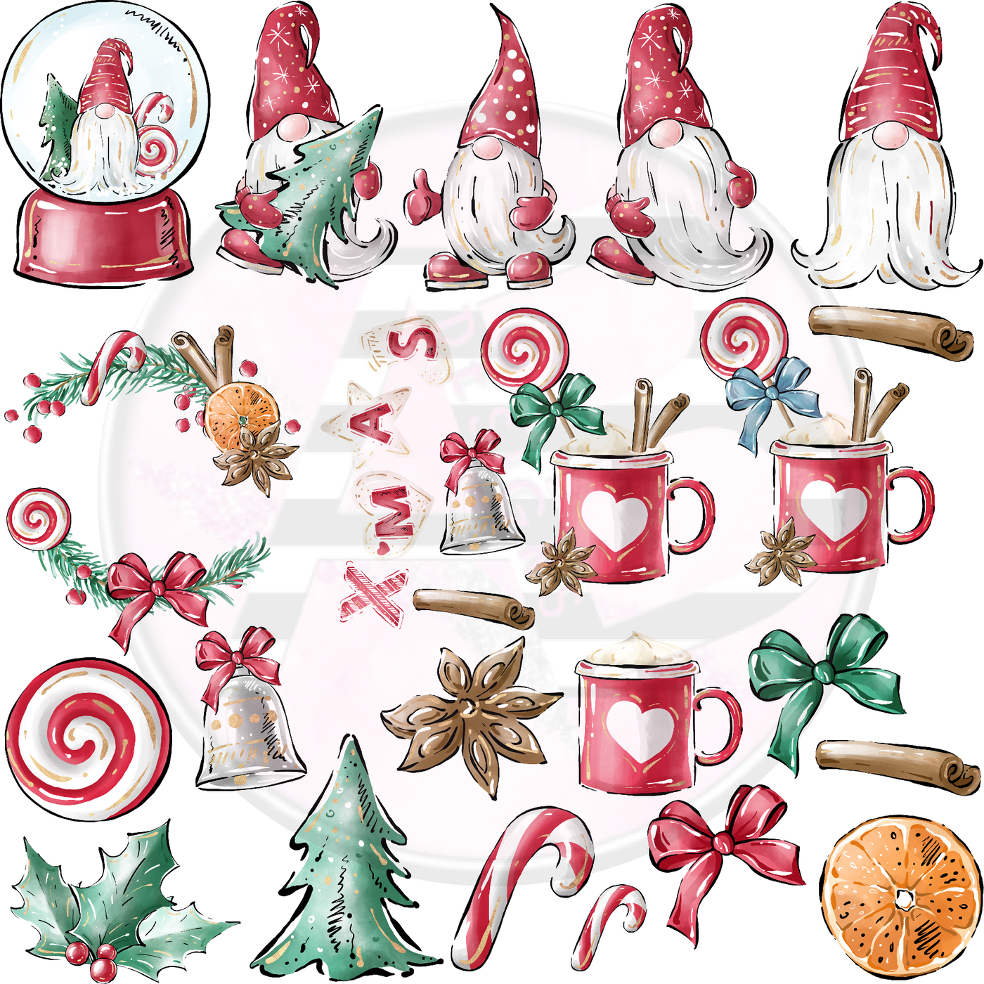 Christmas Gnome Full Sheet 12x12 Clear Cast Decal