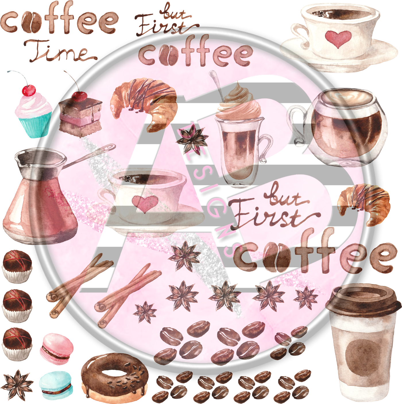 Coffee Scene 01 Full Sheet 12x12 Clear Cast Decal