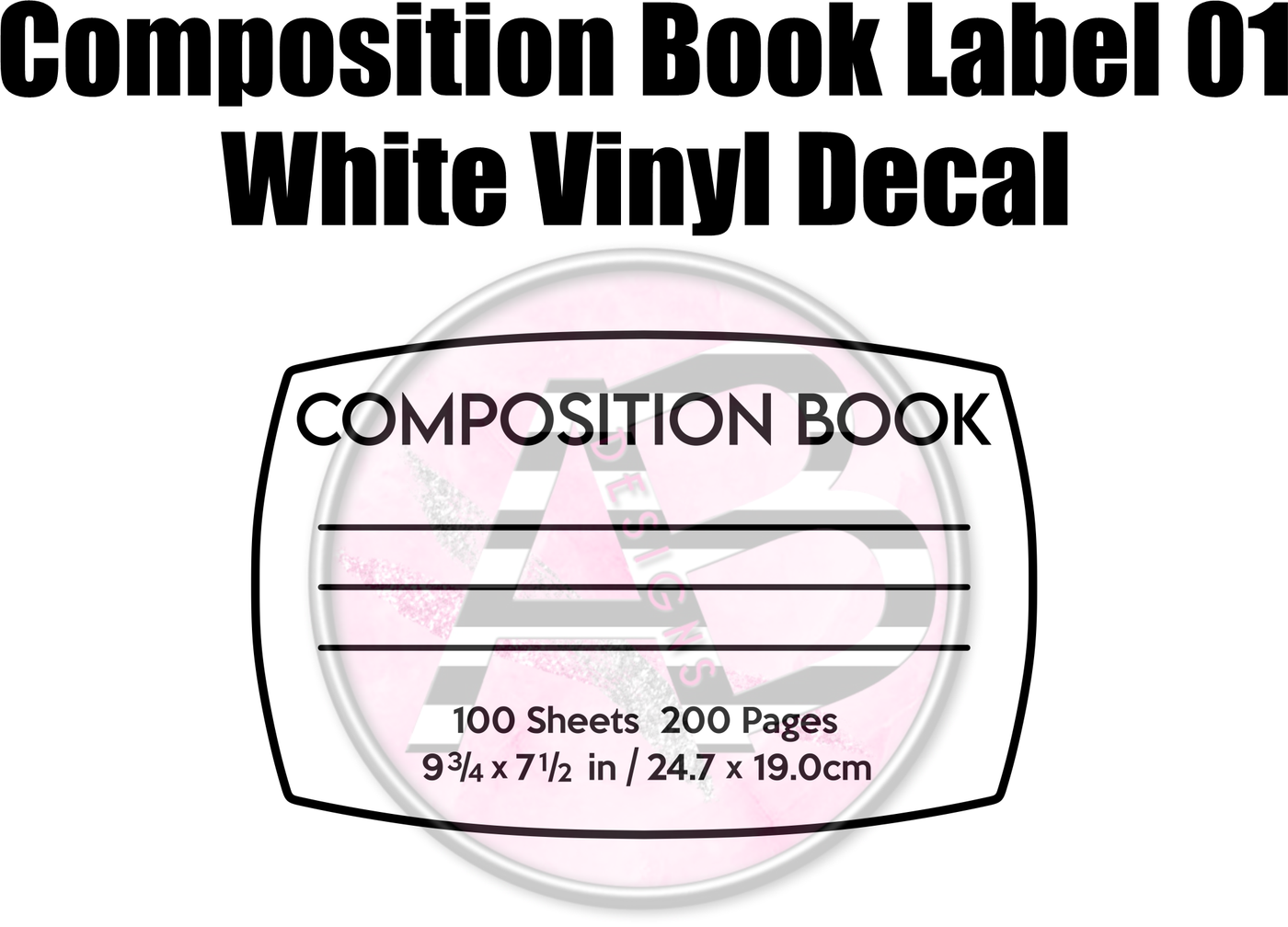 Composition Book Label 1 - White Vinyl Decal