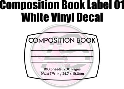 Composition Book Label 1 - White Vinyl Decal