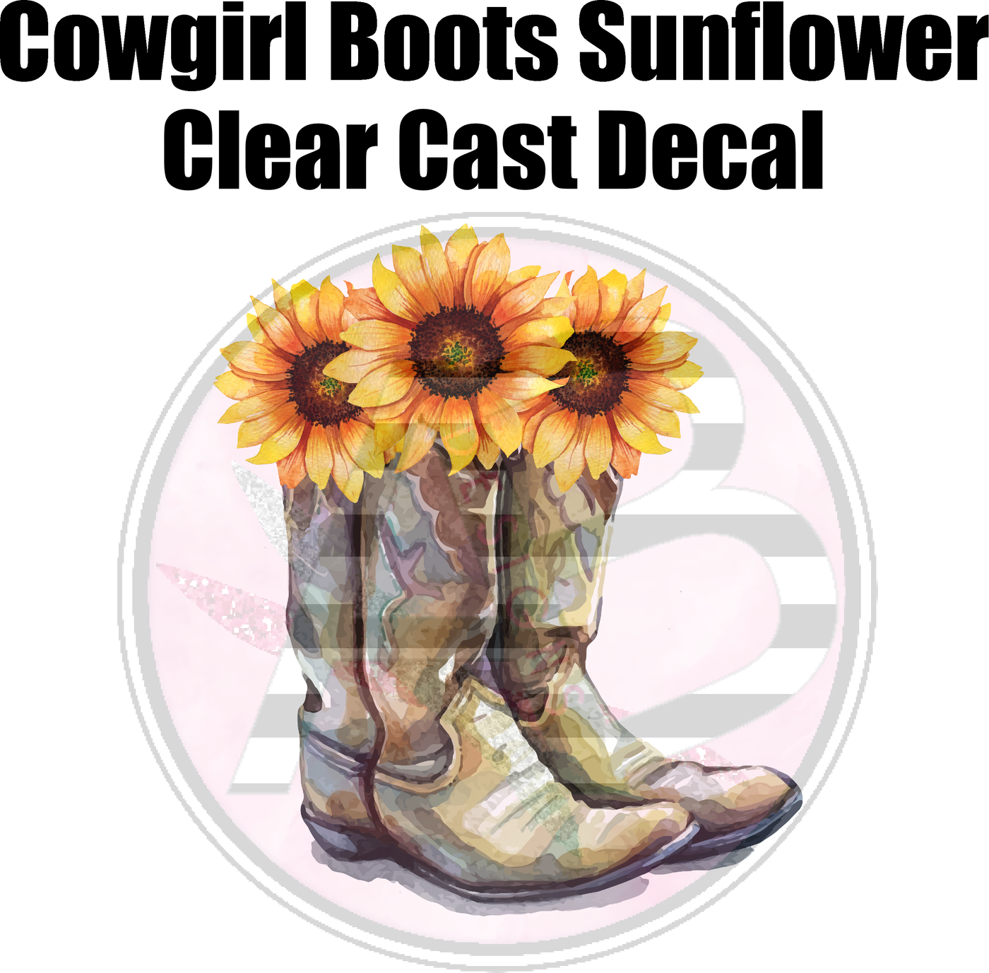Cowgirl Boot Sunflower - Clear Cast Decal