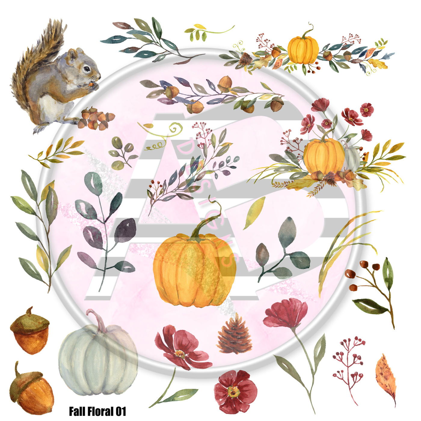 Fall Floral 01 Full Sheet 12x12 - Clear Sheet