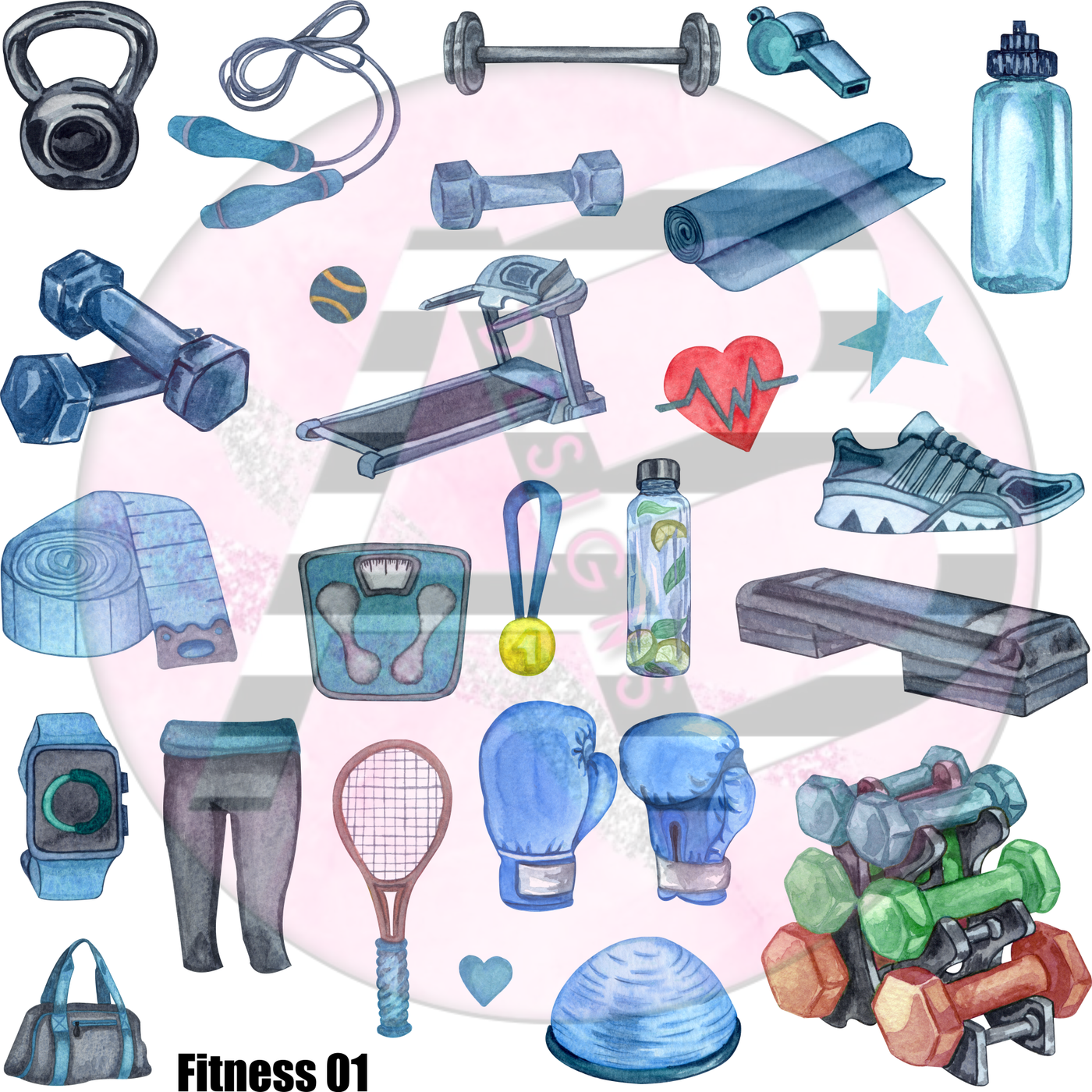 Fitness 01 Full Sheet 12x12 - Clear Sheet