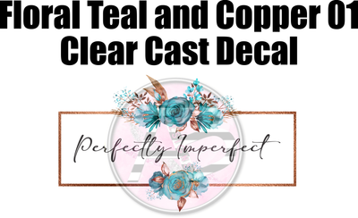 Floral Teal and Copper 01 - Clear Cast Decal