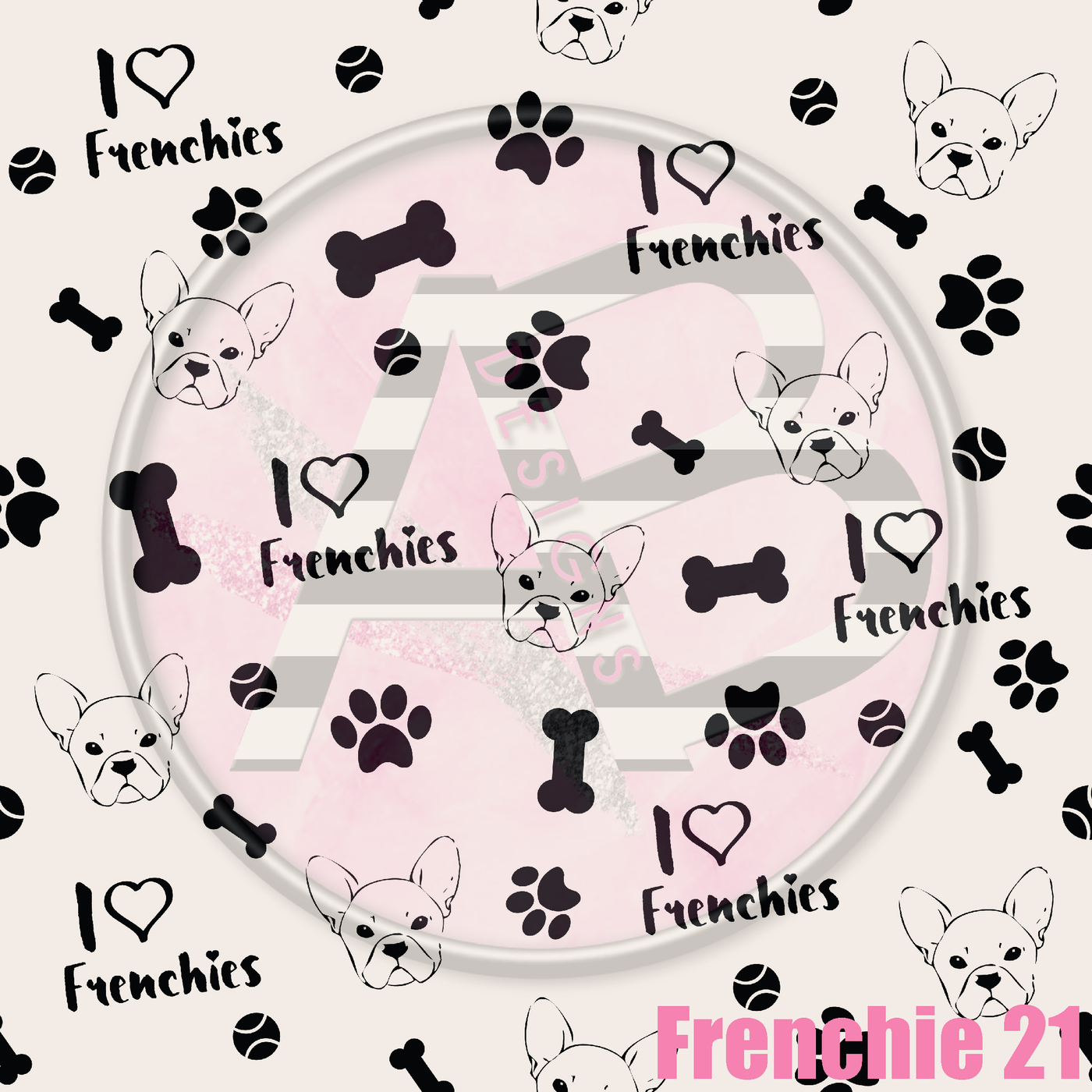 Adhesive Patterned Vinyl - Frenchie 21