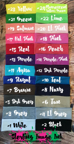 Headband Color Chart