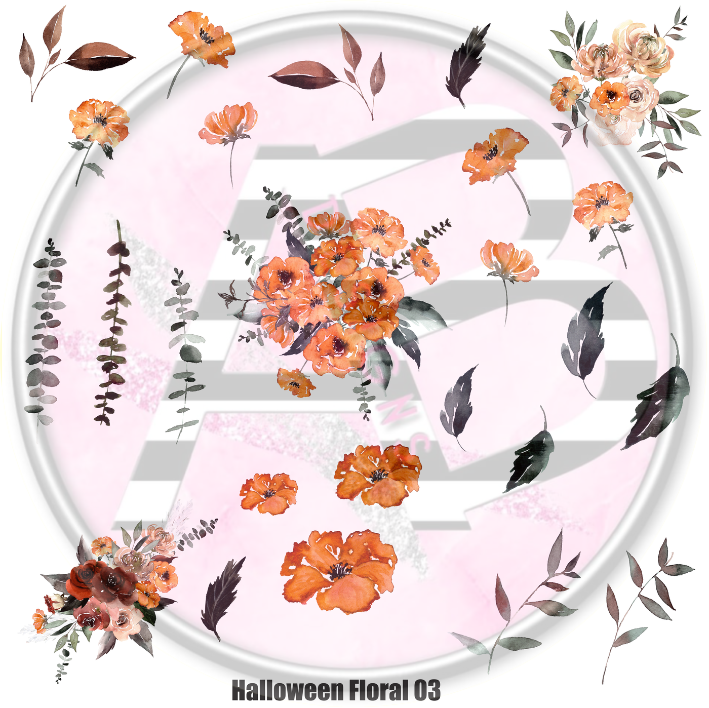 Halloween Floral 03 Full Sheet 12x12 - Clear Sheet