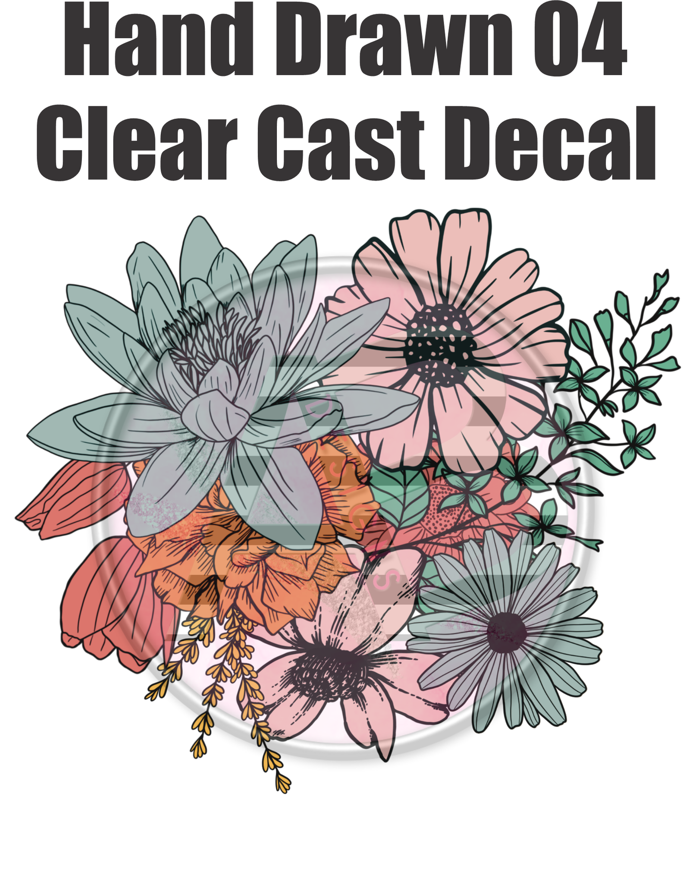 Hand Drawn 4 Clear Cast Decal AB Designs Co Hand Drawn 4 Clear Cast Decal AB Designs Co