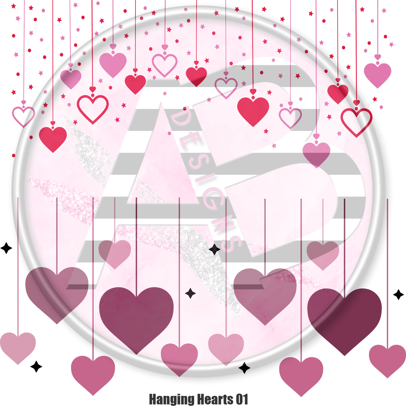 Hanging Hearts 01 Full Sheet 12x12 - Clear Sheet
