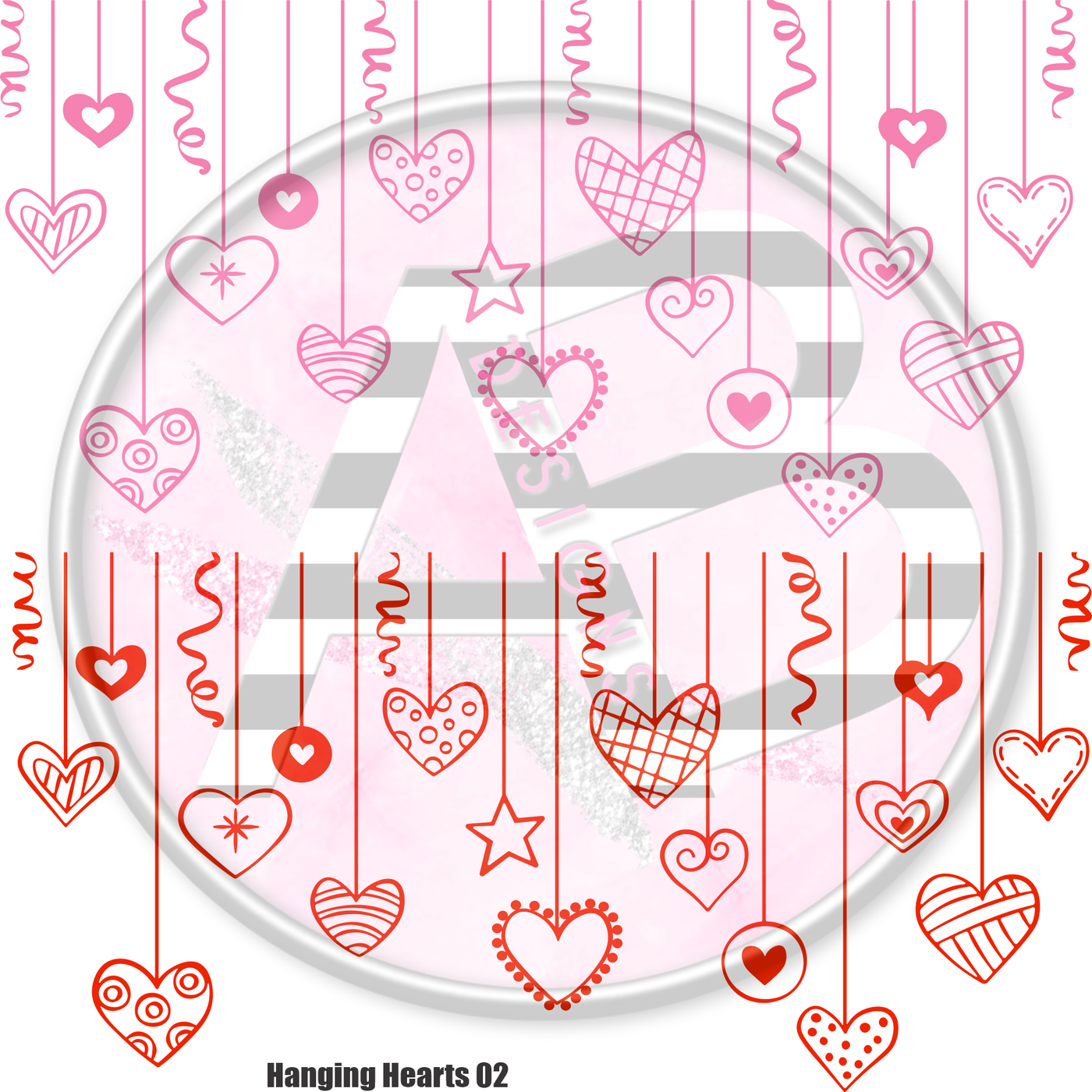 Hanging Hearts 02 Full Sheet 12x12 - Clear Sheet