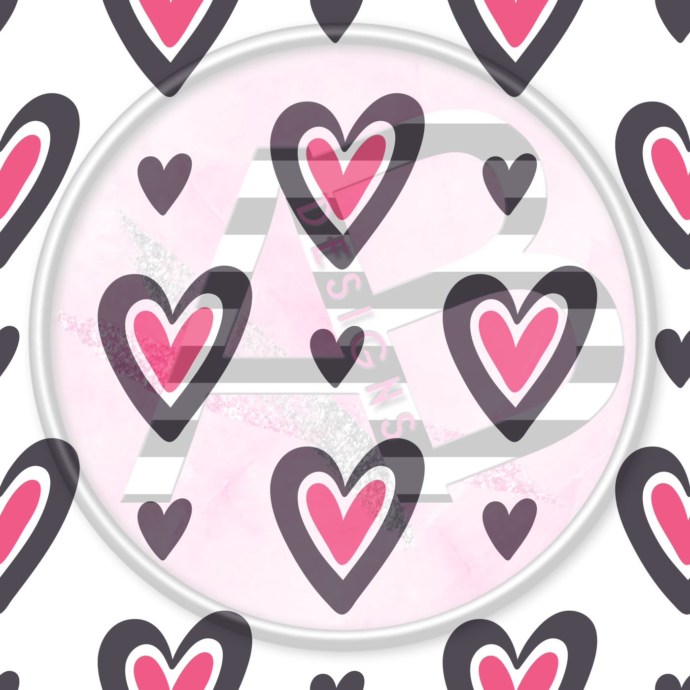 Adhesive Patterned Vinyl - Hearts 10