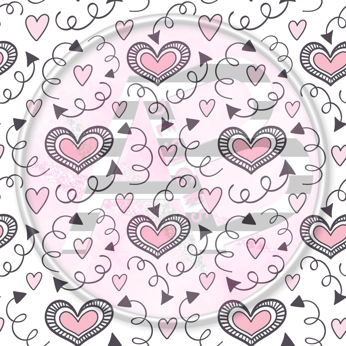 Adhesive Patterned Vinyl - Hearts 13