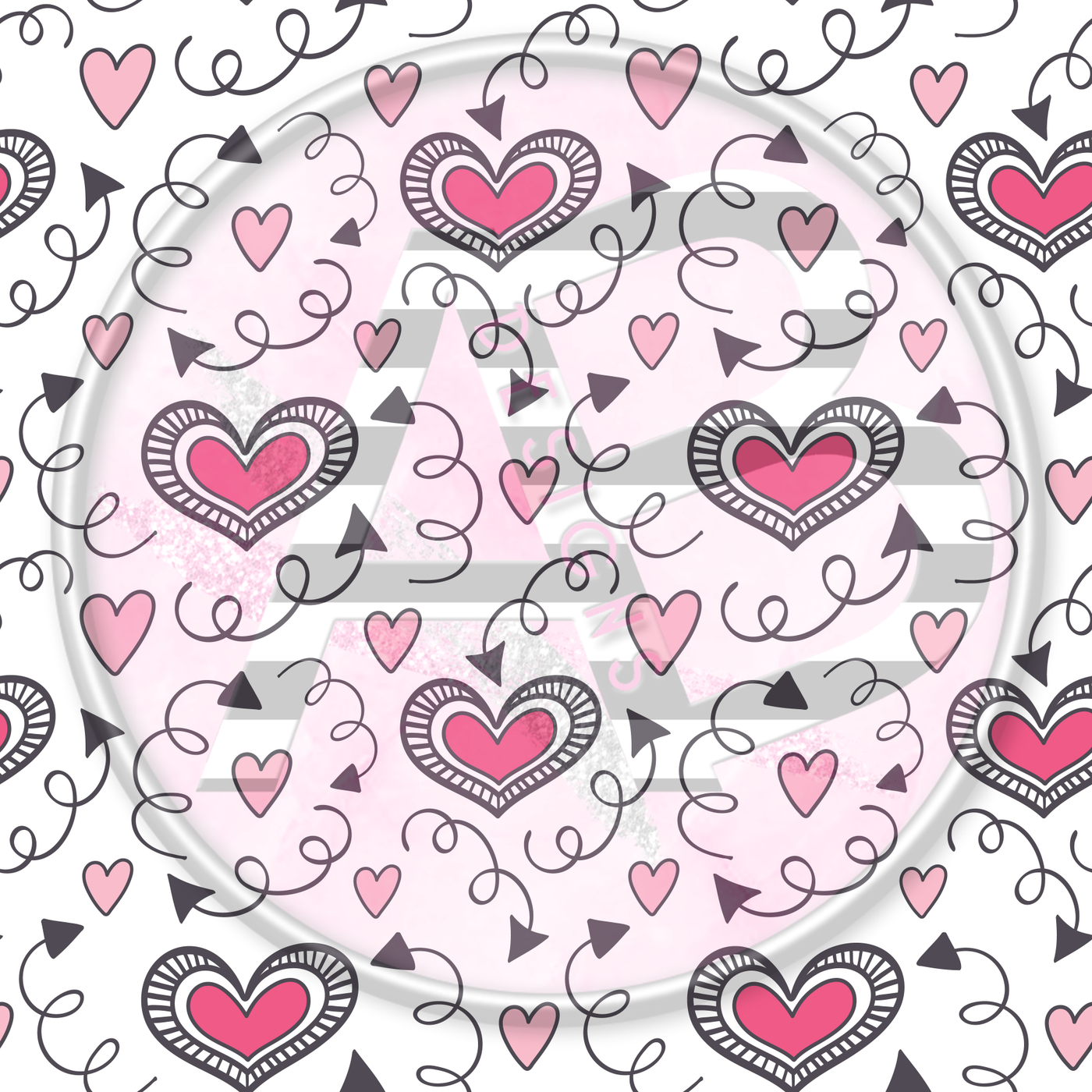 Adhesive Patterned Vinyl - Hearts 16