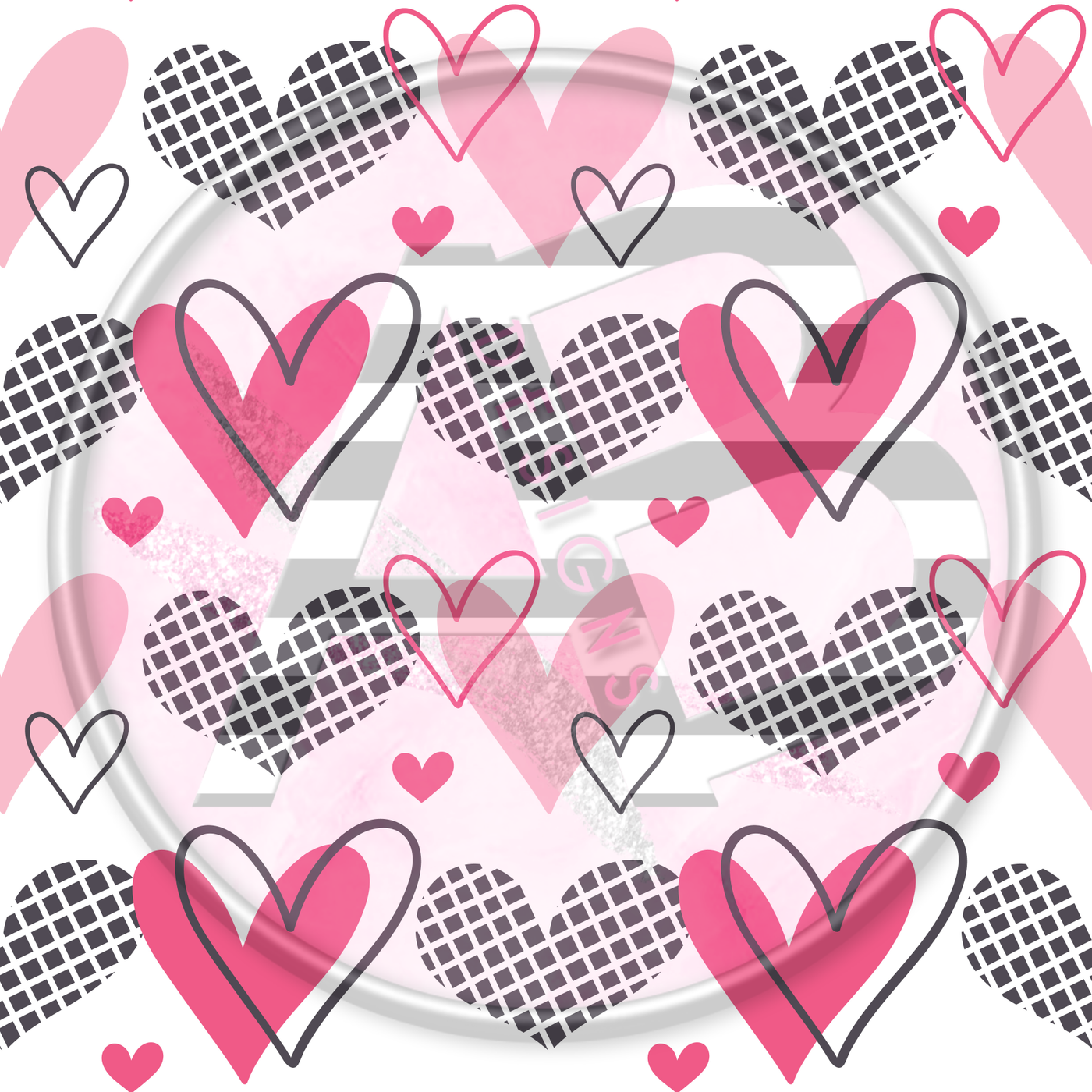 Adhesive Patterned Vinyl - Hearts 7