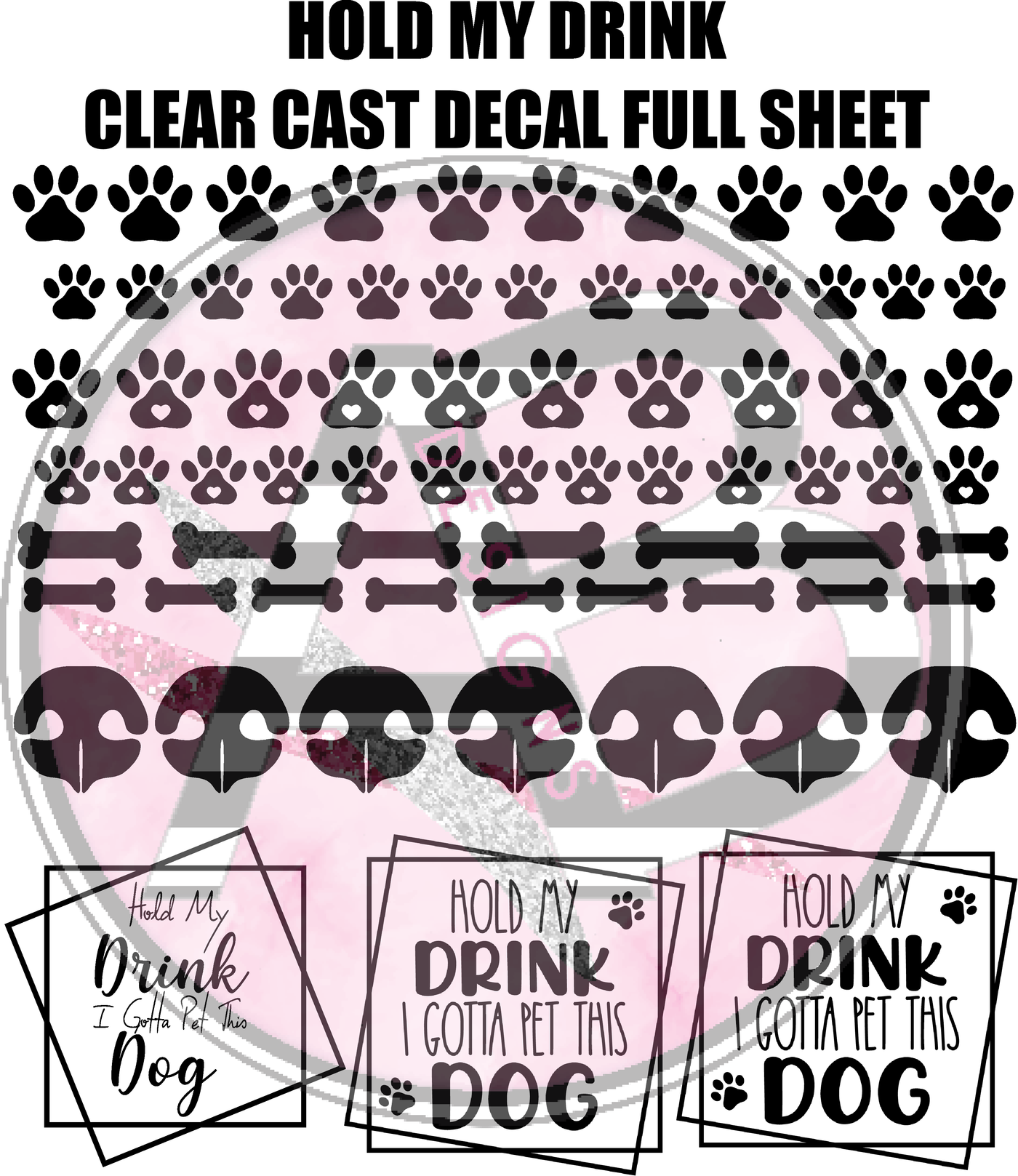 Hold My Drink Full Sheet 12x12 Clear Cast Decal