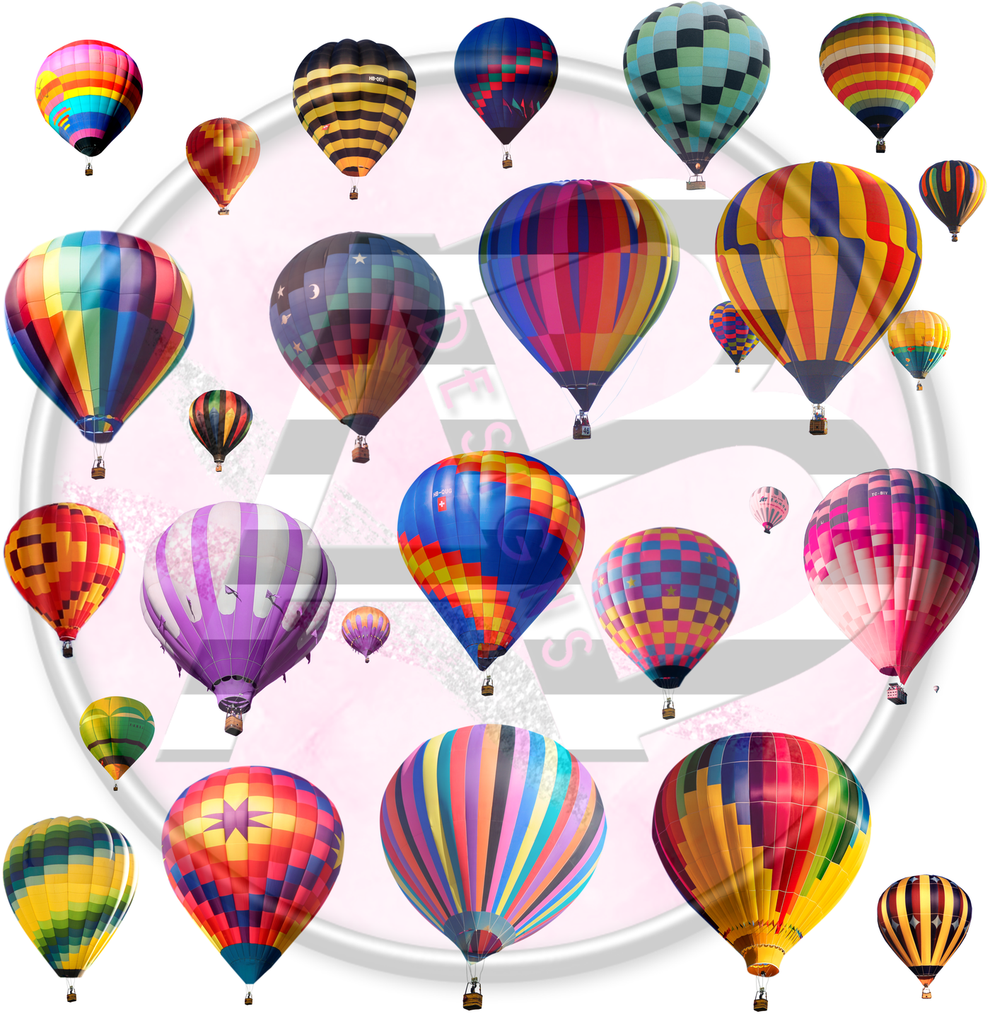 Hot Air Balloon 01 Full Sheet 12x12 Clear Cast Decal