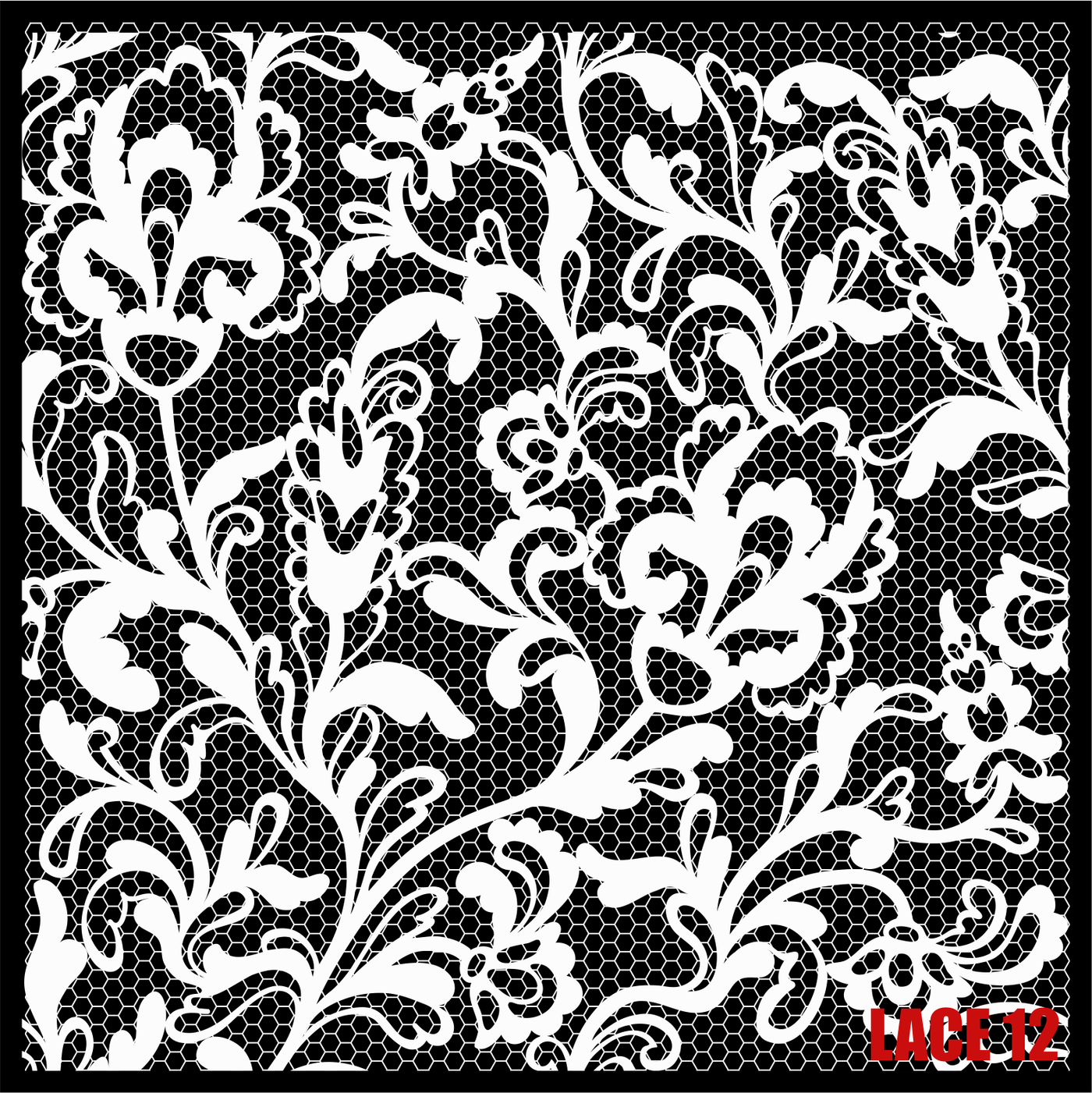 Adhesive Patterned Vinyl - White Ink Lace 12