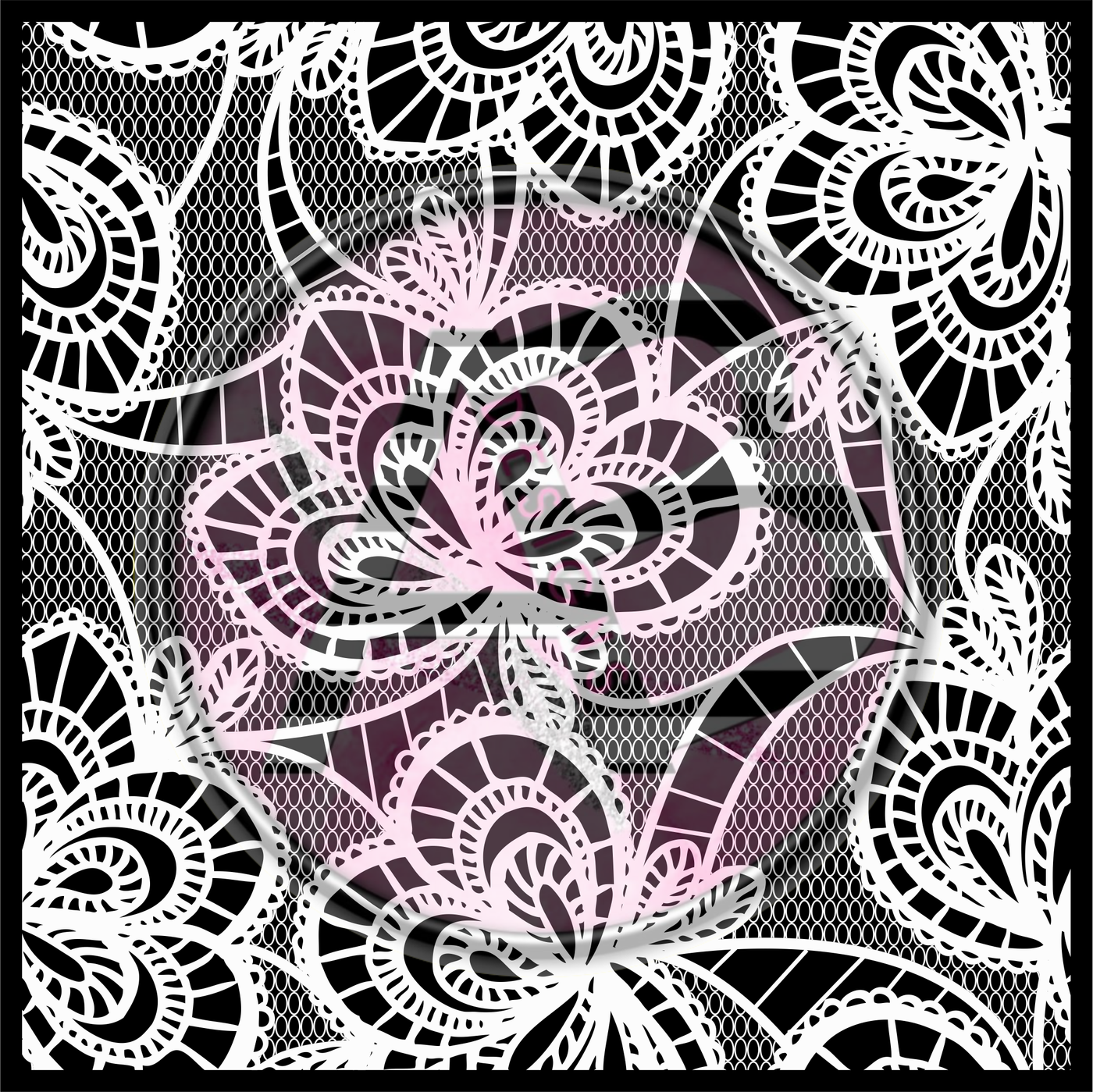 Adhesive Patterned Vinyl - White Ink Lace 07