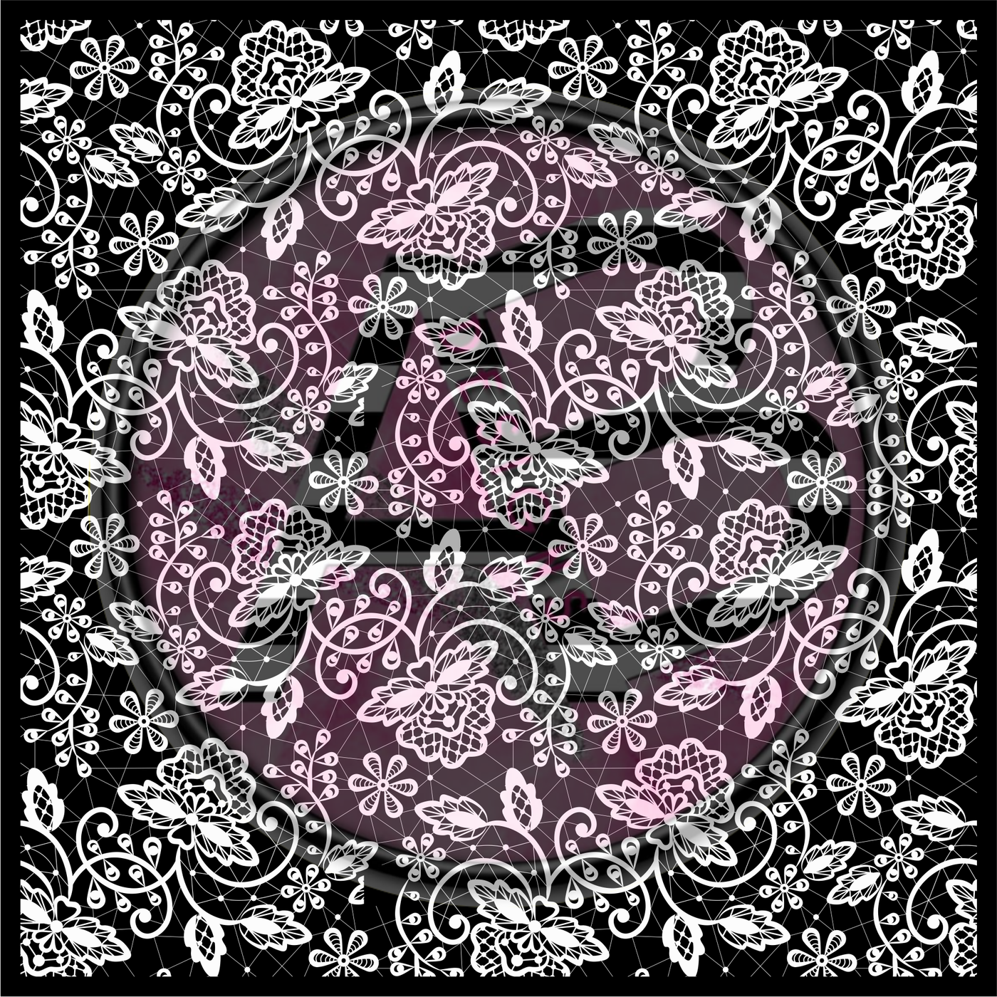 Adhesive Patterned Vinyl - White Ink Lace 09