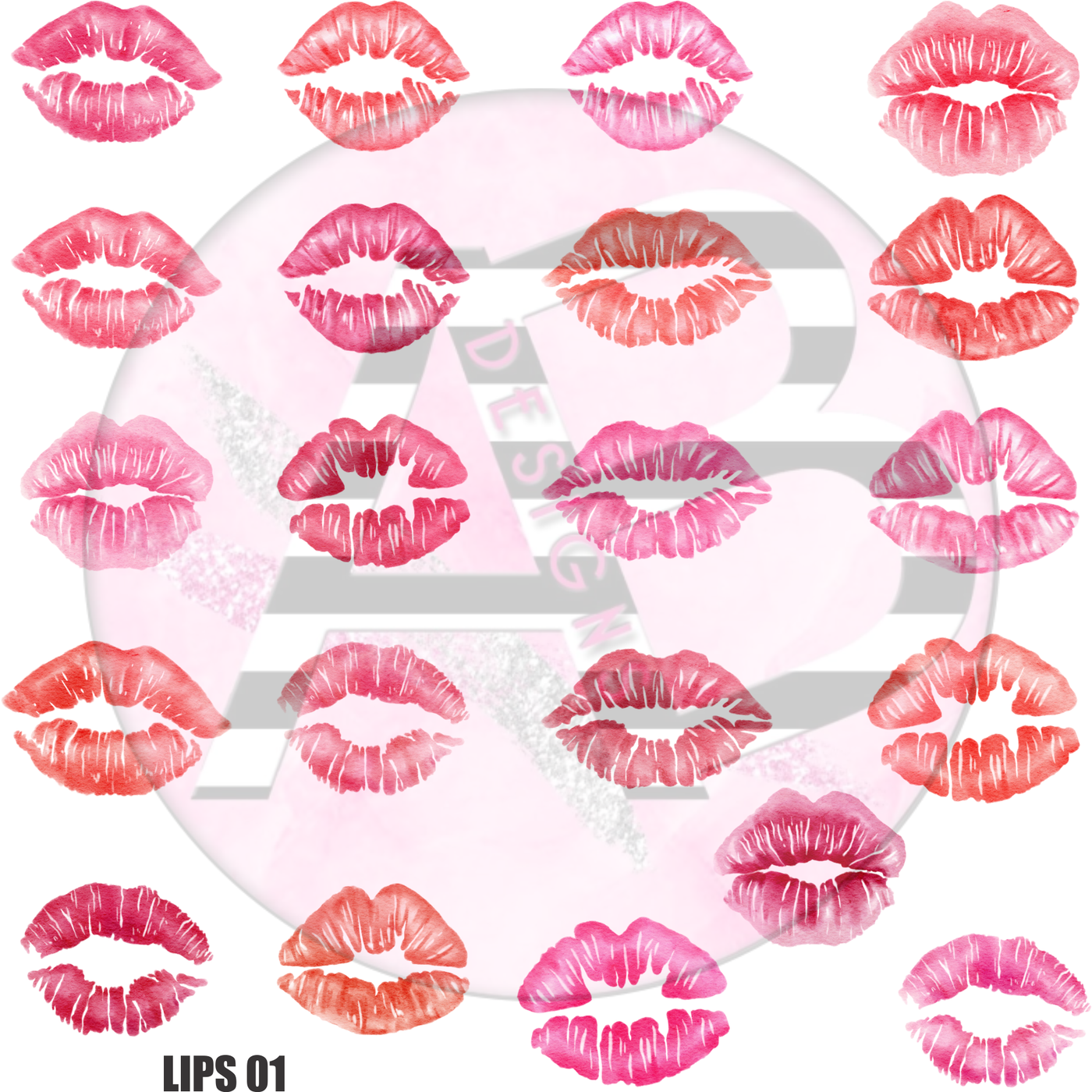 Adhesive Patterned Vinyl - Lips 01 Full Sheet Clear 12 x 12