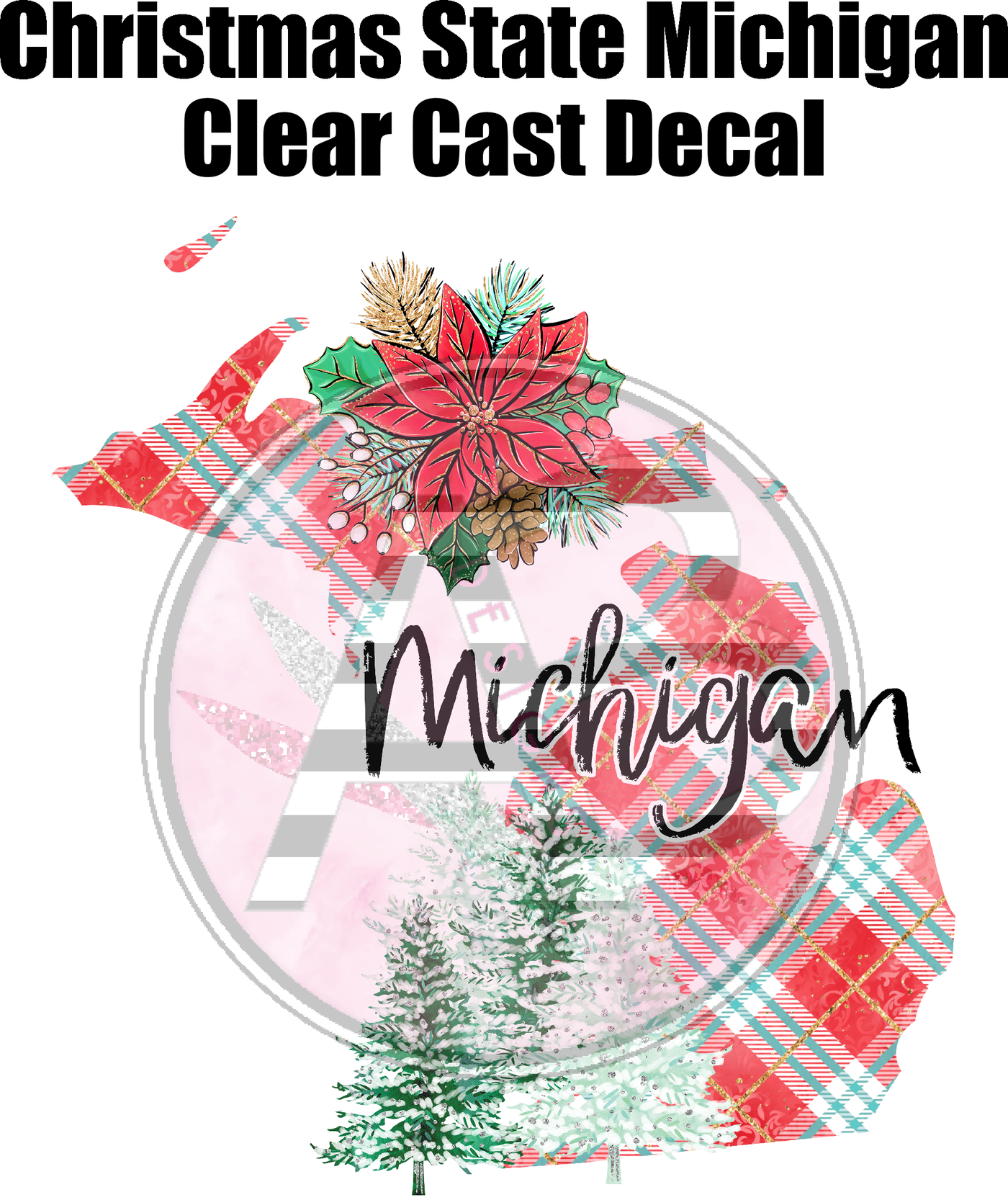 Christmas State Michigan - Clear Cast Decal
