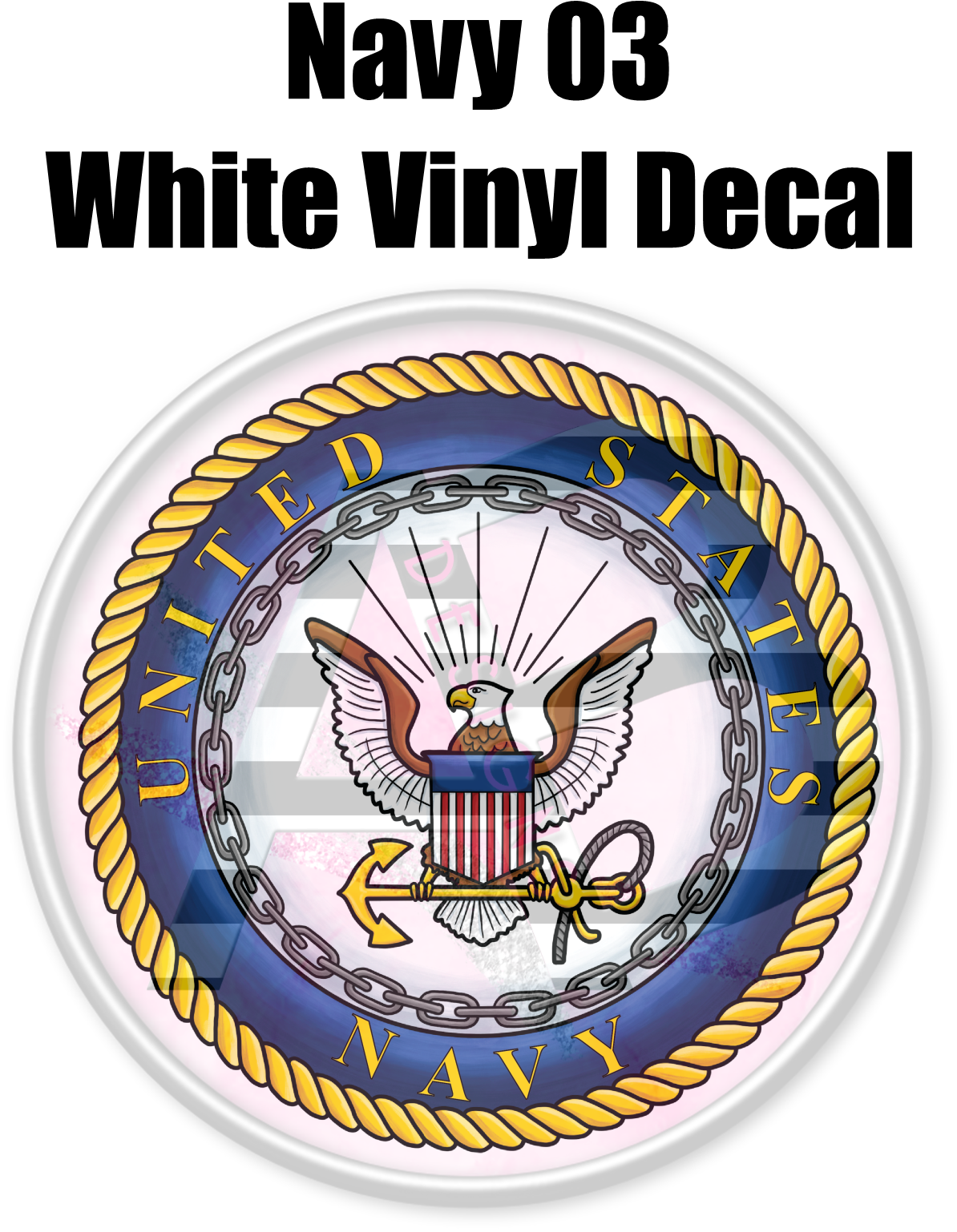 Navy 03 - White Vinyl Decal