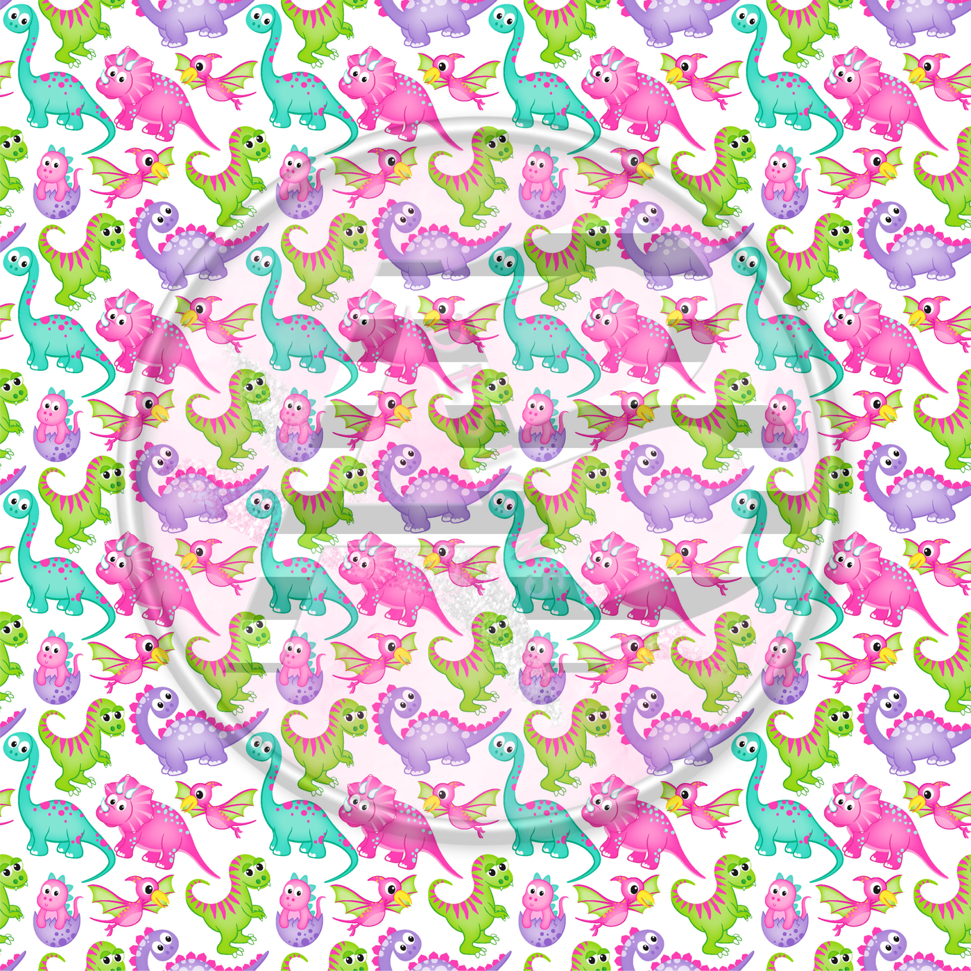 Adhesive Patterned Vinyl - Pink Dinosaur 1