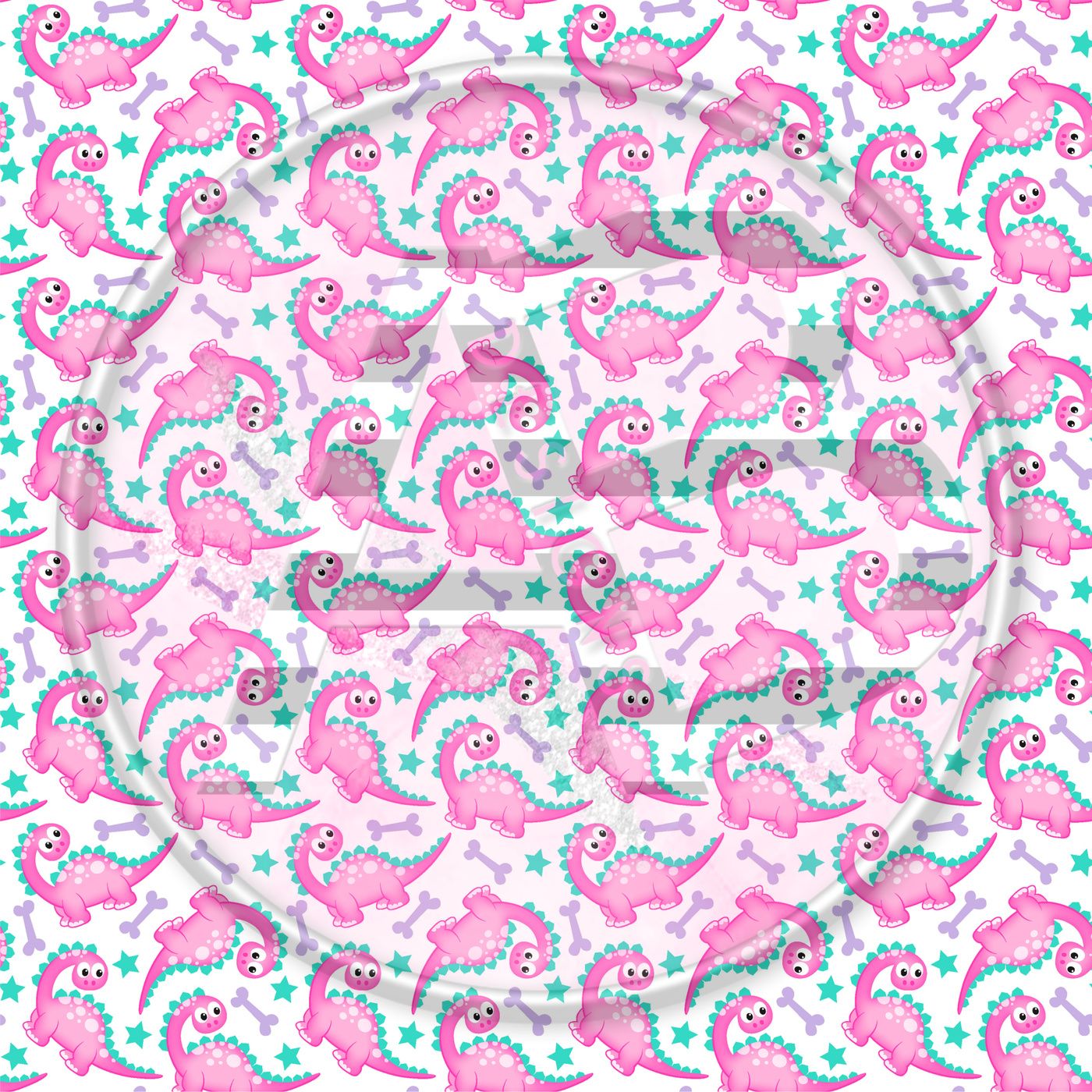 Adhesive Patterned Vinyl - Pink Dinosaur 3