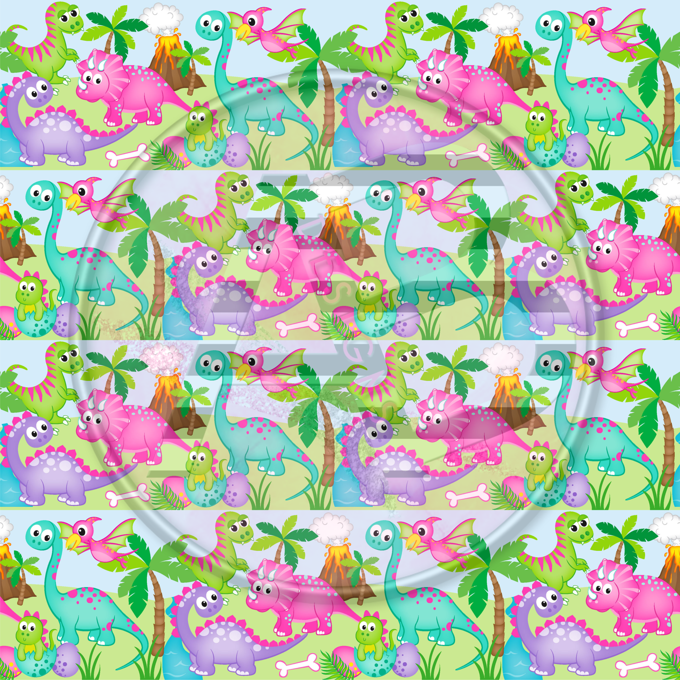 Adhesive Patterned Vinyl - Pink Dinosaur 4