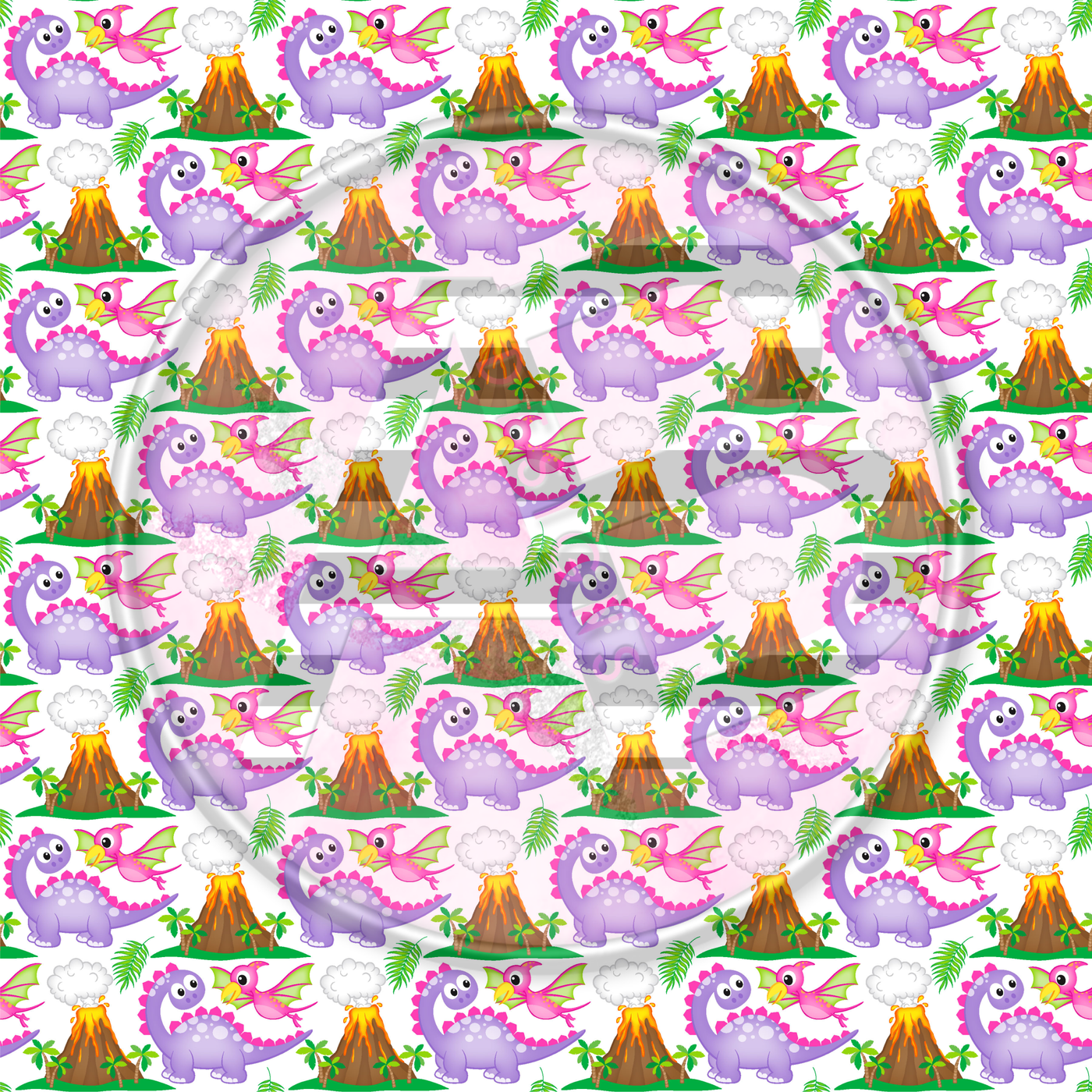 Adhesive Patterned Vinyl - Pink Dinosaur 8