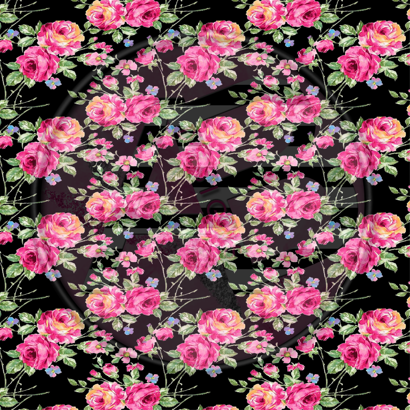 Adhesive Patterned Vinyl - Pink & Black Floral 01