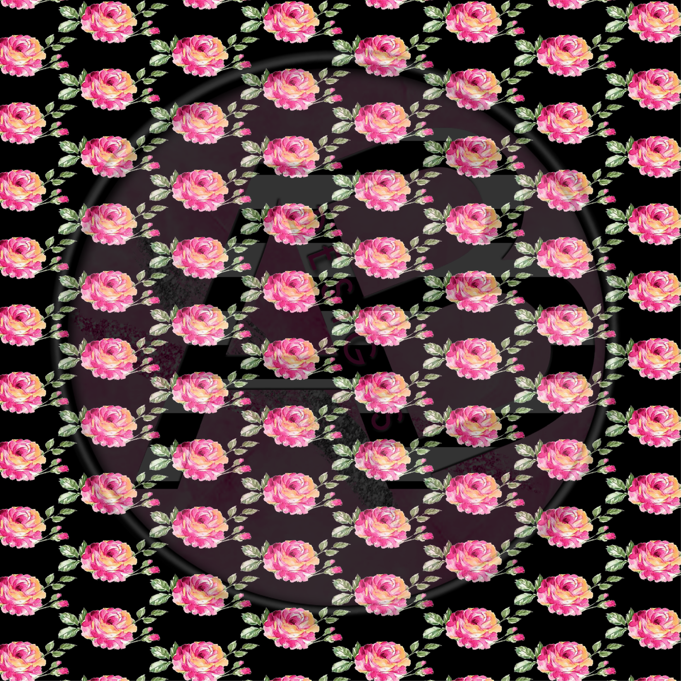 Adhesive Patterned Vinyl - Pink & Black Floral 08