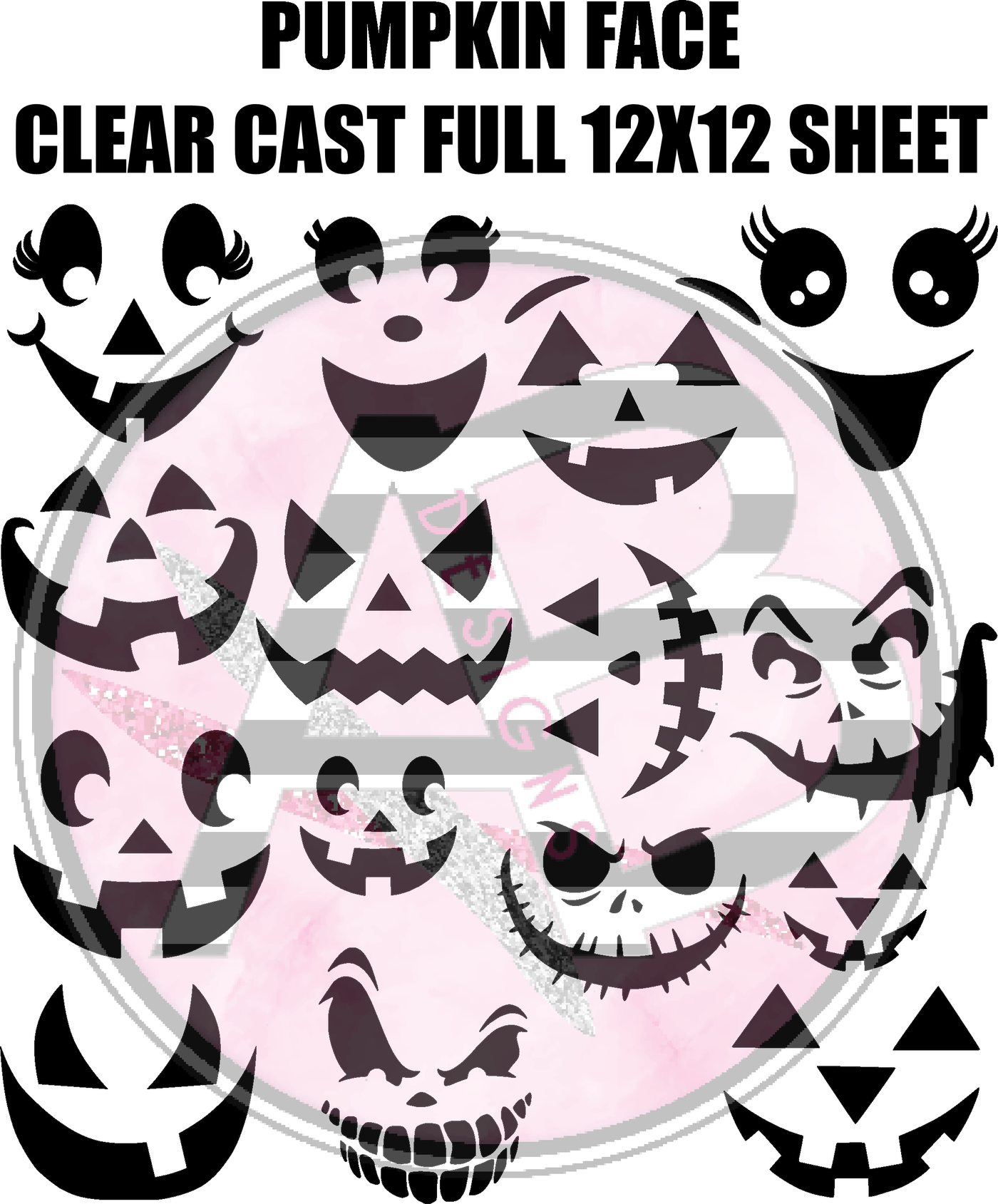 Pumpkin Faces 01 12x12 Clear Cast Decal